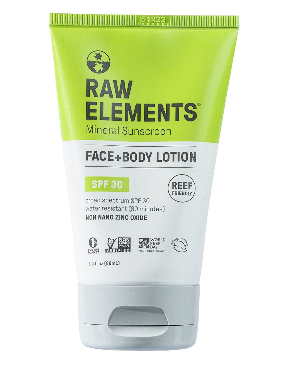 RAW ELEMENTS SPF 30 FACE + BODY LOTION MINERAL SUNSCREEN
