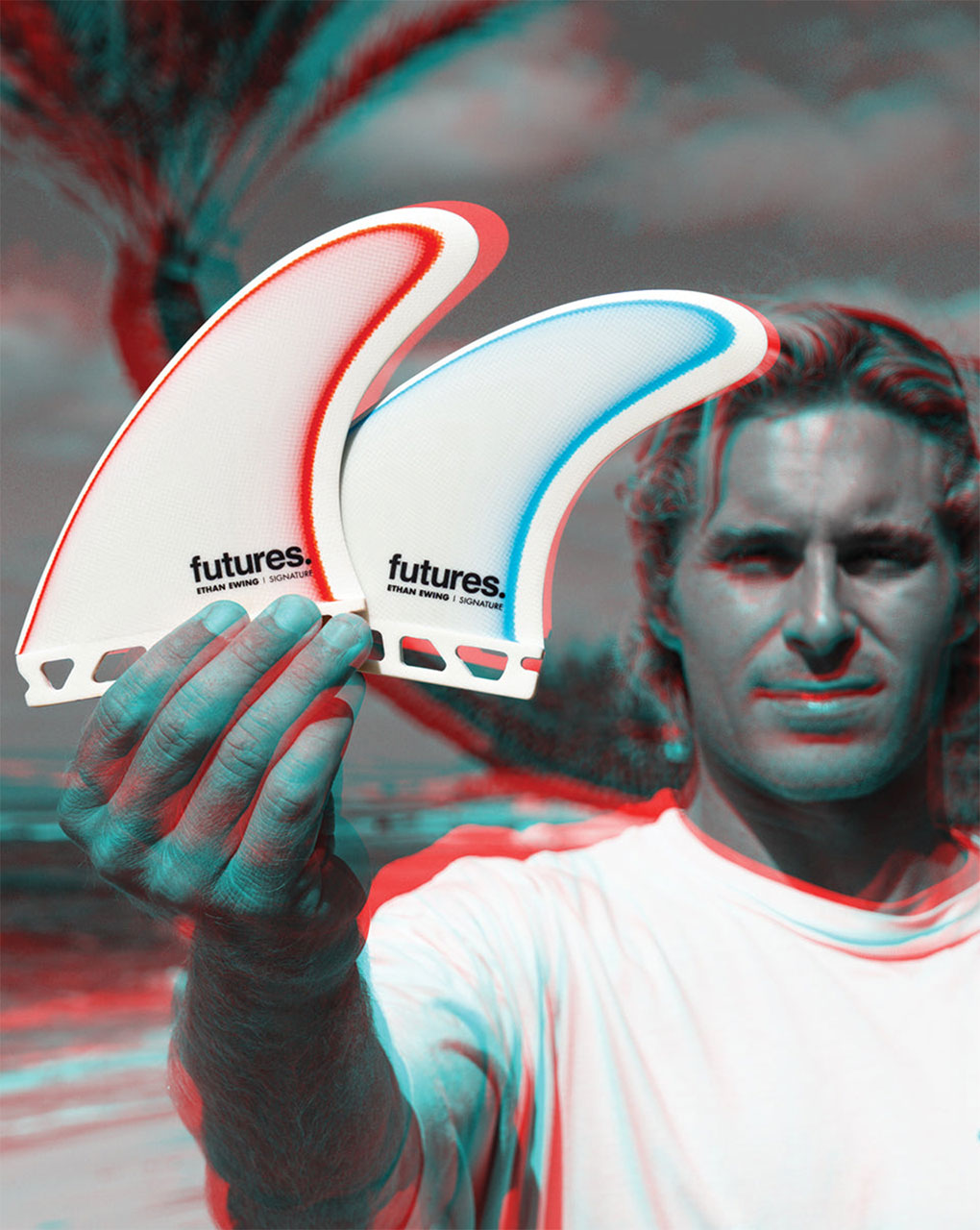 FUTURES. ETHAN EWING LARGE THRUSTER - WHITE/RED
