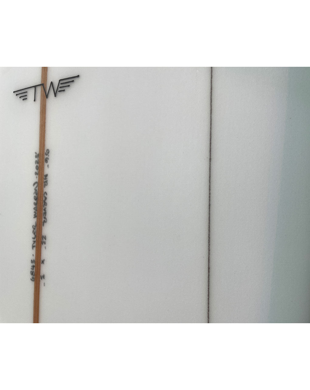 NOSERIDER CARVER - 9'06" X 23 X 3, ICE BLUE&CONCAVE PINLINE with OFFSET GLUE LINES