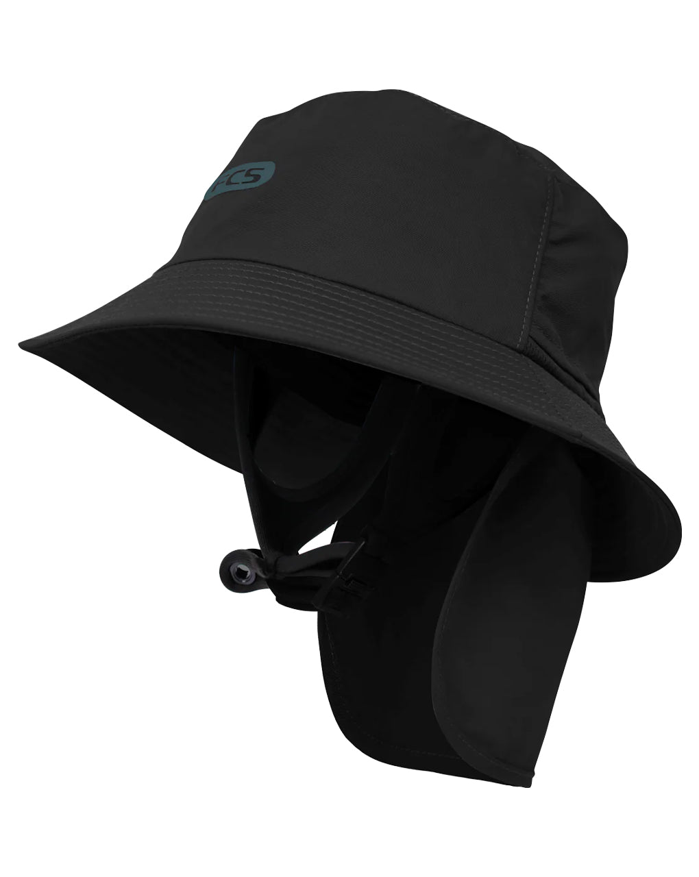 FCS ESSENTIAL SURF BUCKET HAT - BLACK/TEAL