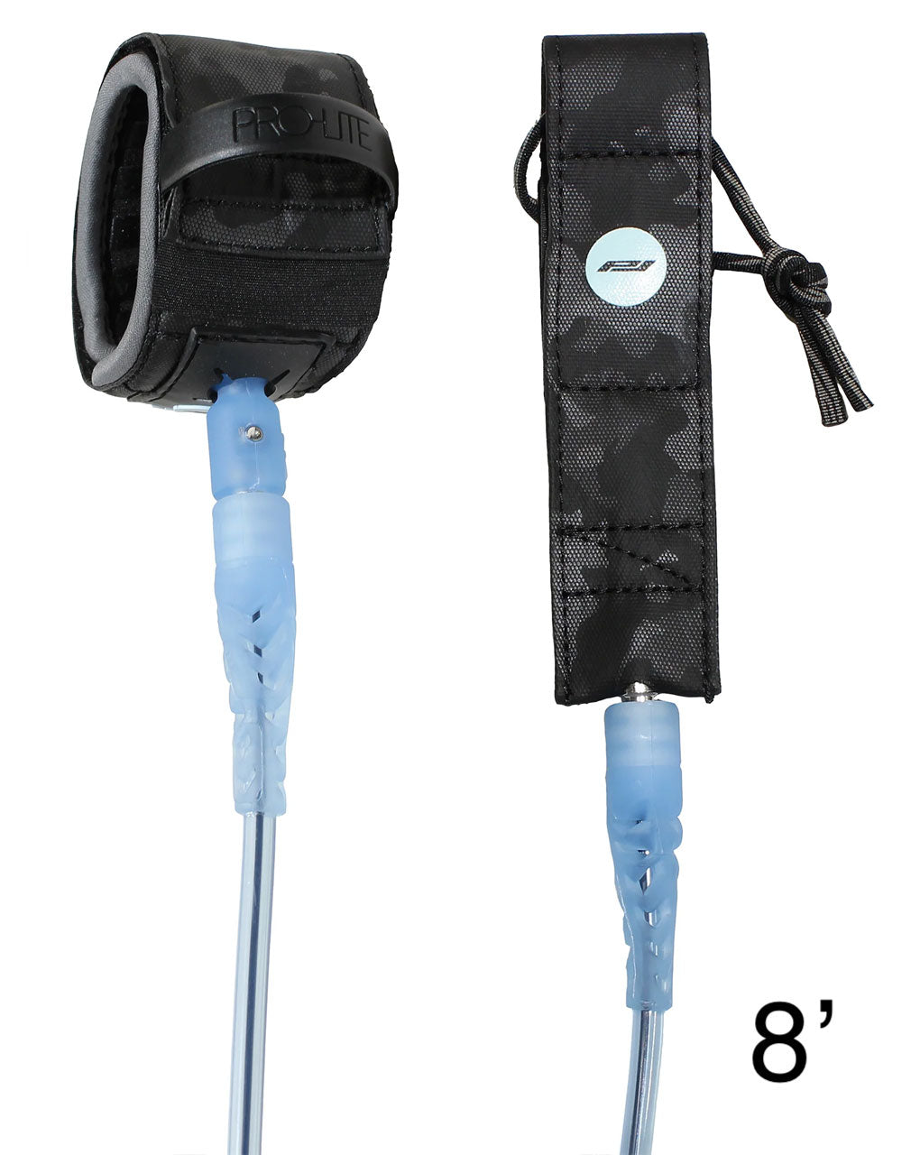 PRO LITE LEASH FREESURF 8'0" - CLEAR LIGHT BLUE w/BLACK CORE