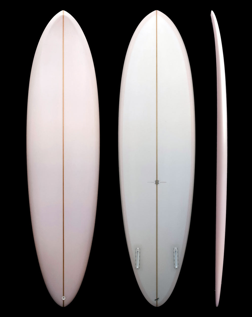 TERRAPIN TWIN - 6'08" X 20 1/2 X 2 5/8, FUTURES LIGHT PINK DECK to RAIL / CLEAR BOTTOM