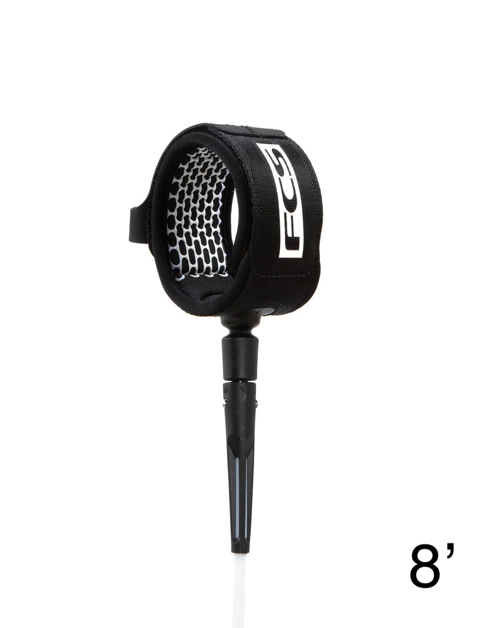 FCS 8' ALL ROUND ESSENTIAL LEASH - WHITE/BLACK
