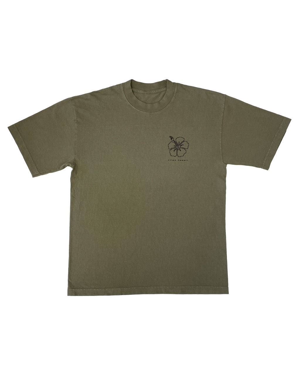 HIBISCUS OUTLINE TEE - OLIVE