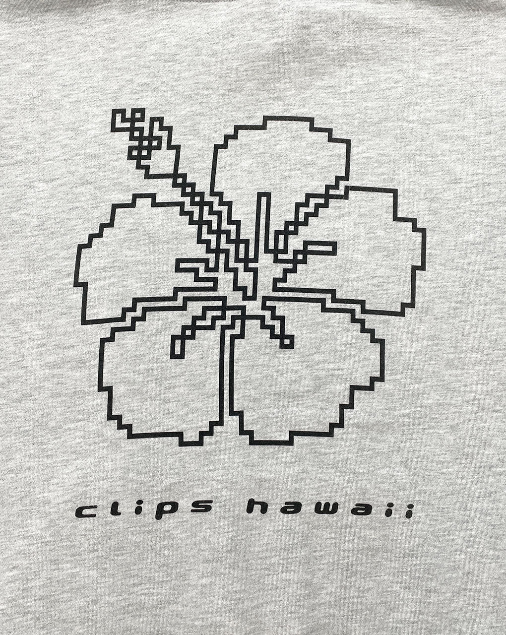 HIBISCUS OUTLINE HOODIE - HEATHER GREY