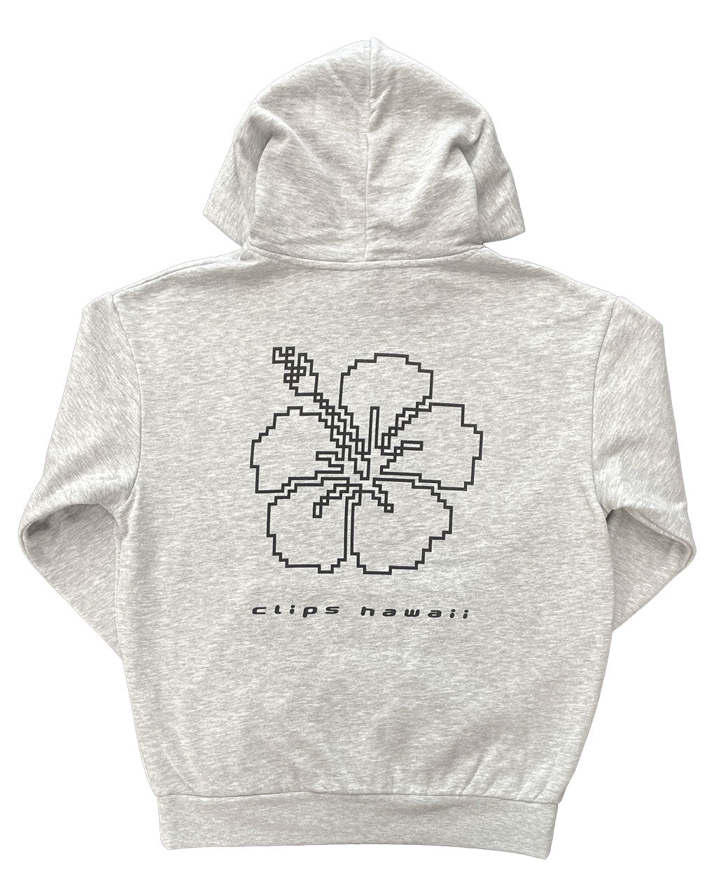 HIBISCUS OUTLINE HOODIE - HEATHER GREY