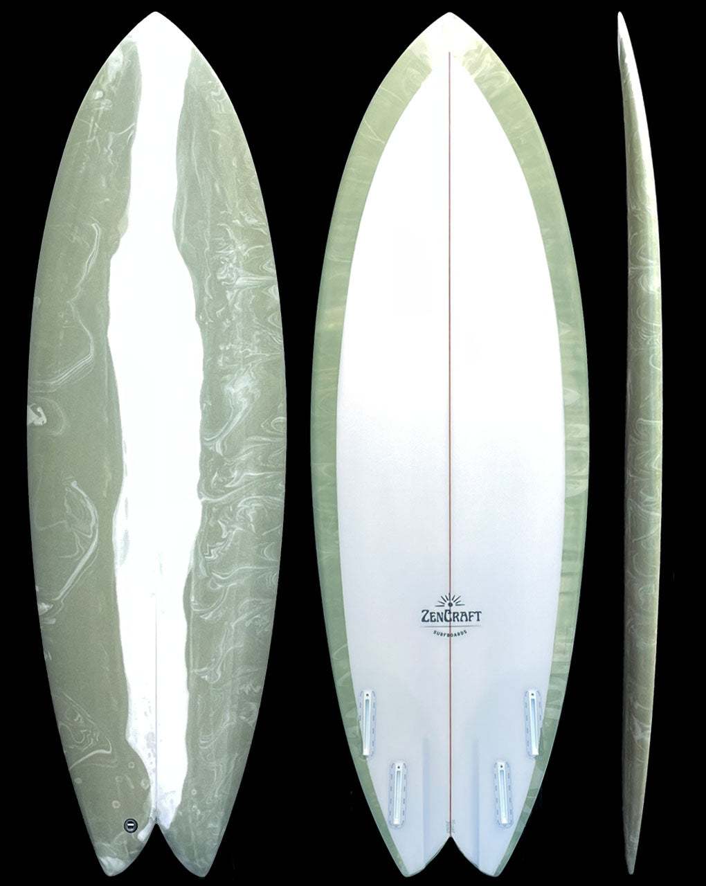 LIBRE - 5'5" X 19 1/2 x 2 3/8, FUTURES MATCHA GREEN MARBLE DECK.