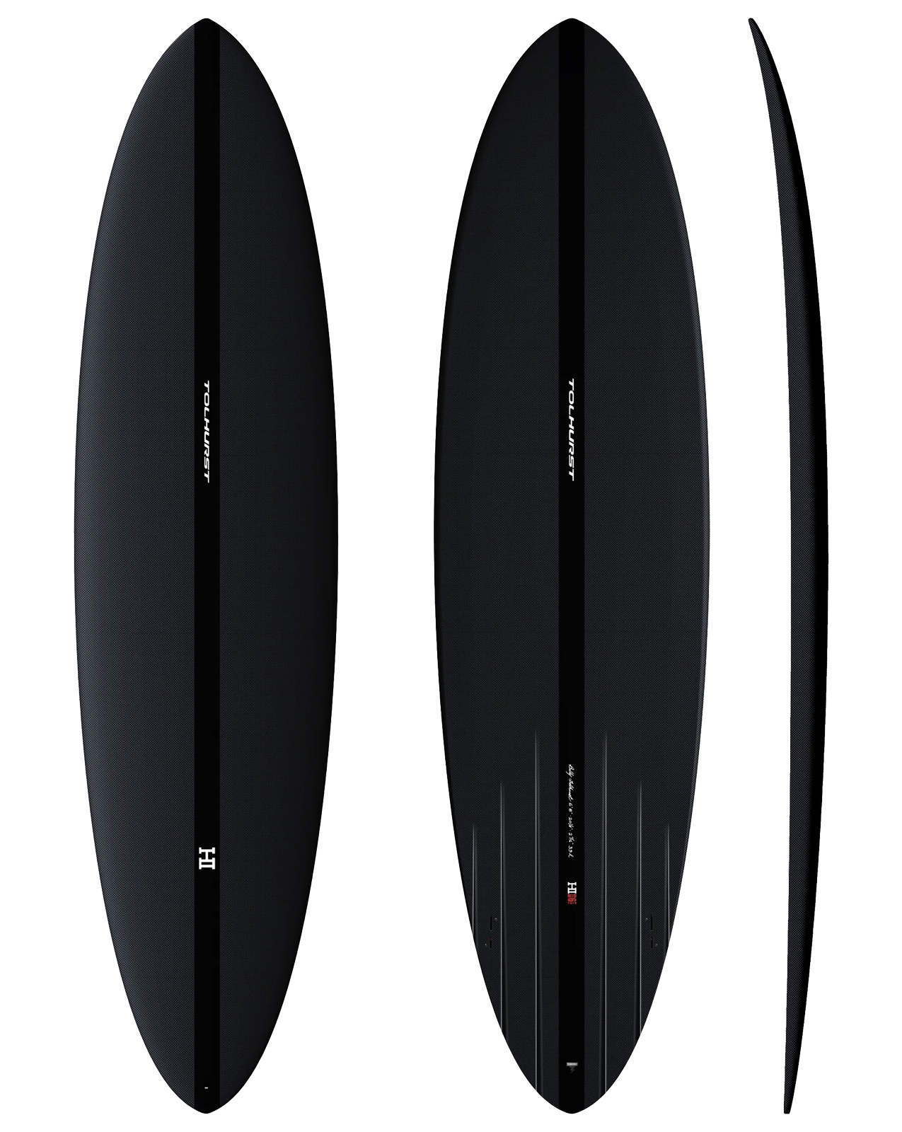 THUNDERBOLT BLACK MID 6 MINI TWIN - 6'10" X 20 3/4 X 2 5/8, 40L FULL CARBON TWIN FCS2