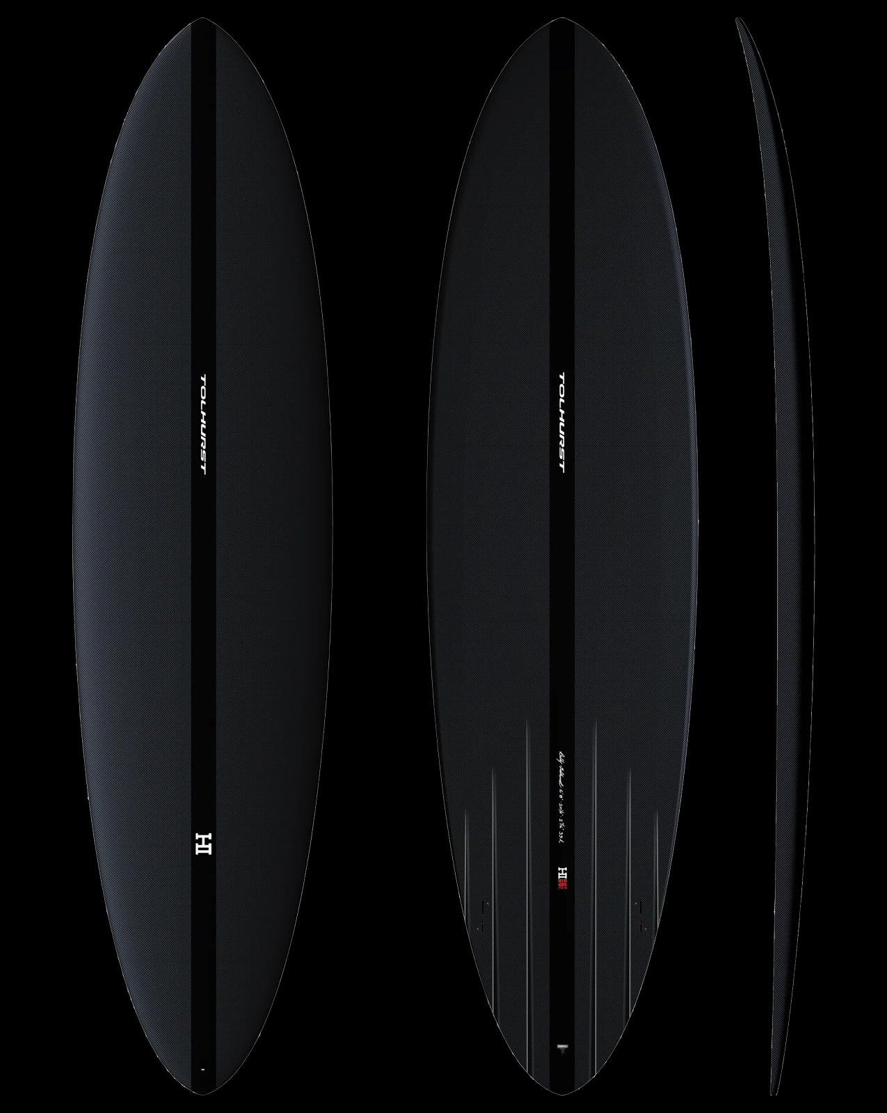 THUNDERBOLT BLACK MID 6 MINI TWIN - 6'10" X 20 3/4 X 2 5/8, 40L FULL CARBON TWIN FCS2