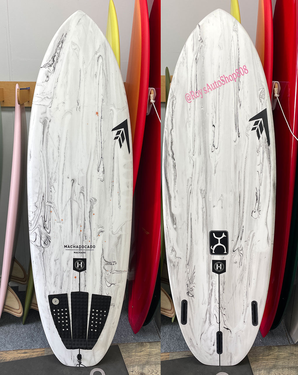 USED HELIUM MACHADOCADO - 5'11" X 21 5/8 X 2 11/16, 38.7L FUTURES SWIRL