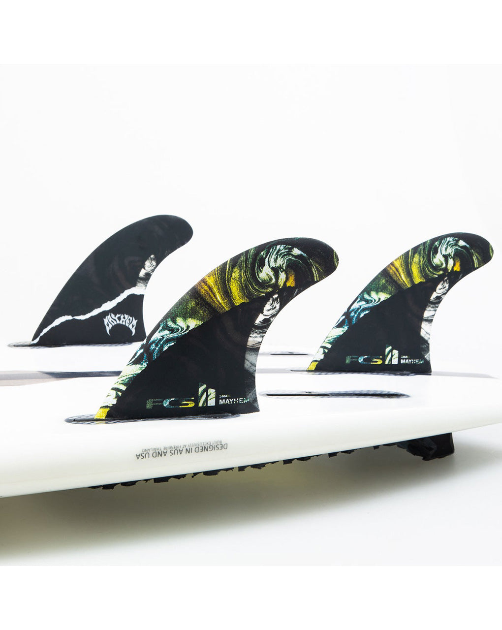 FCS II MAYHEM TRI FIN SET SMALL - YELLOW/WHITE