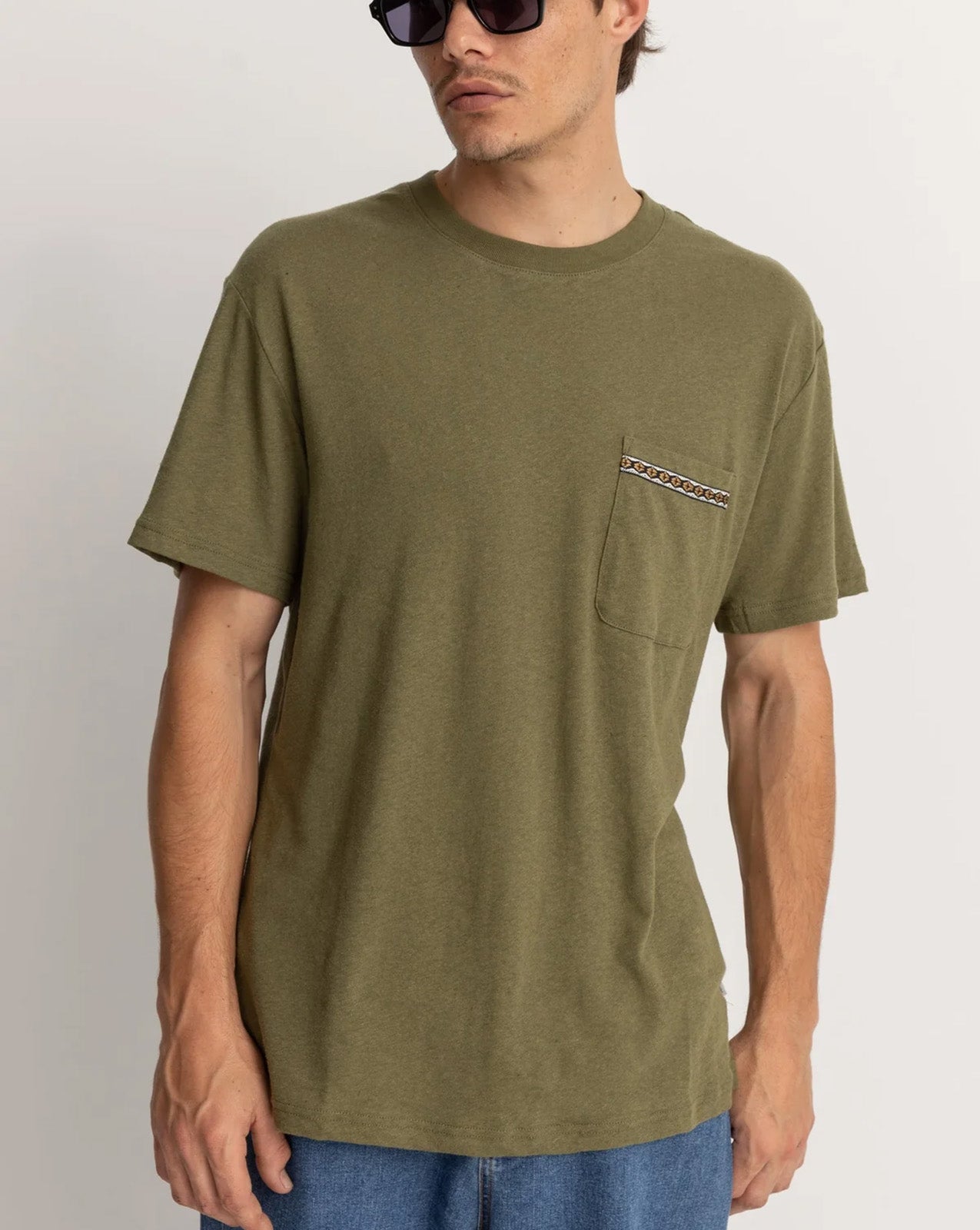 LINEN SS T-SHIRT - OLIVE