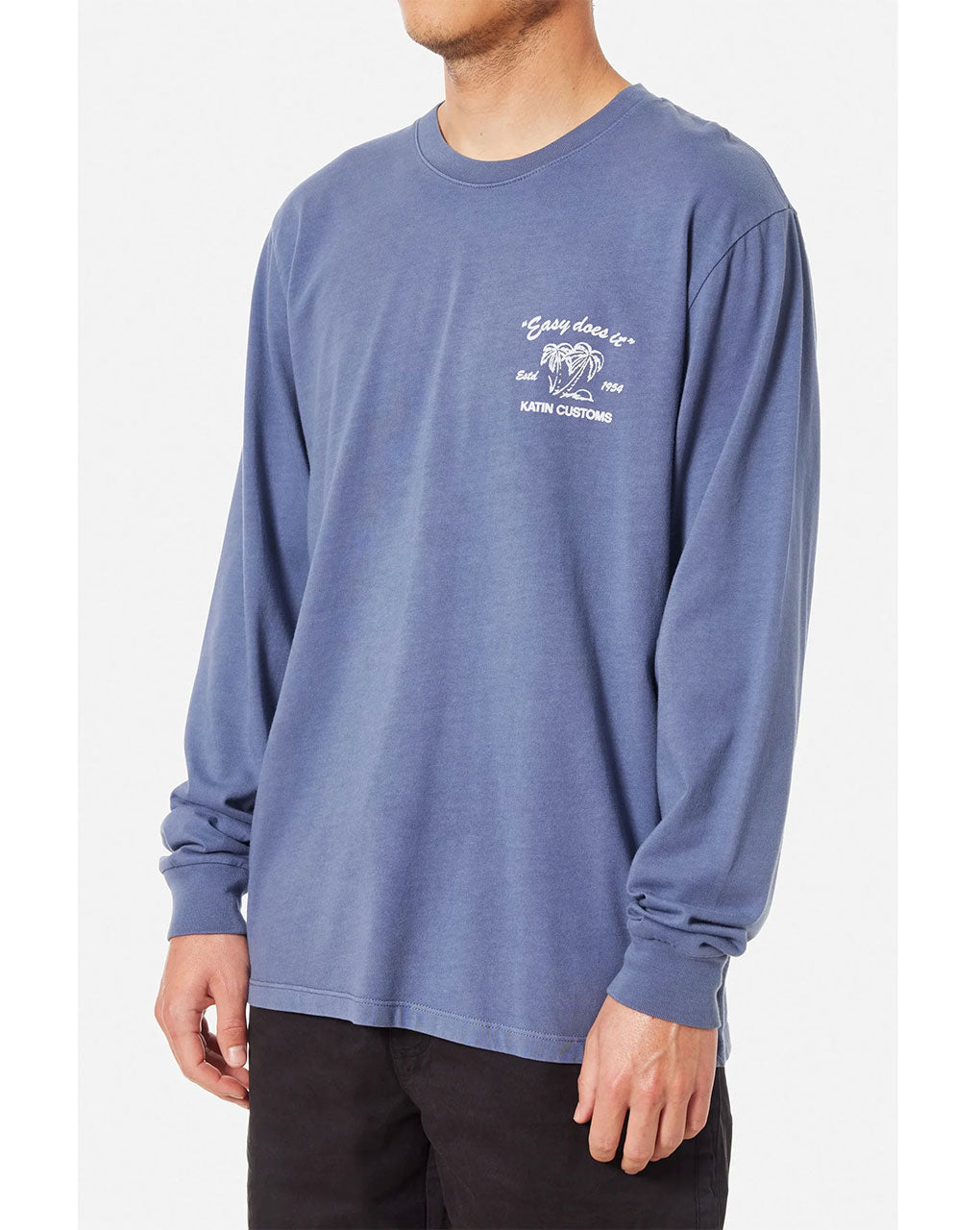 SUDS LONG SLEEVE TEE - BLUE PIGMENT DYE