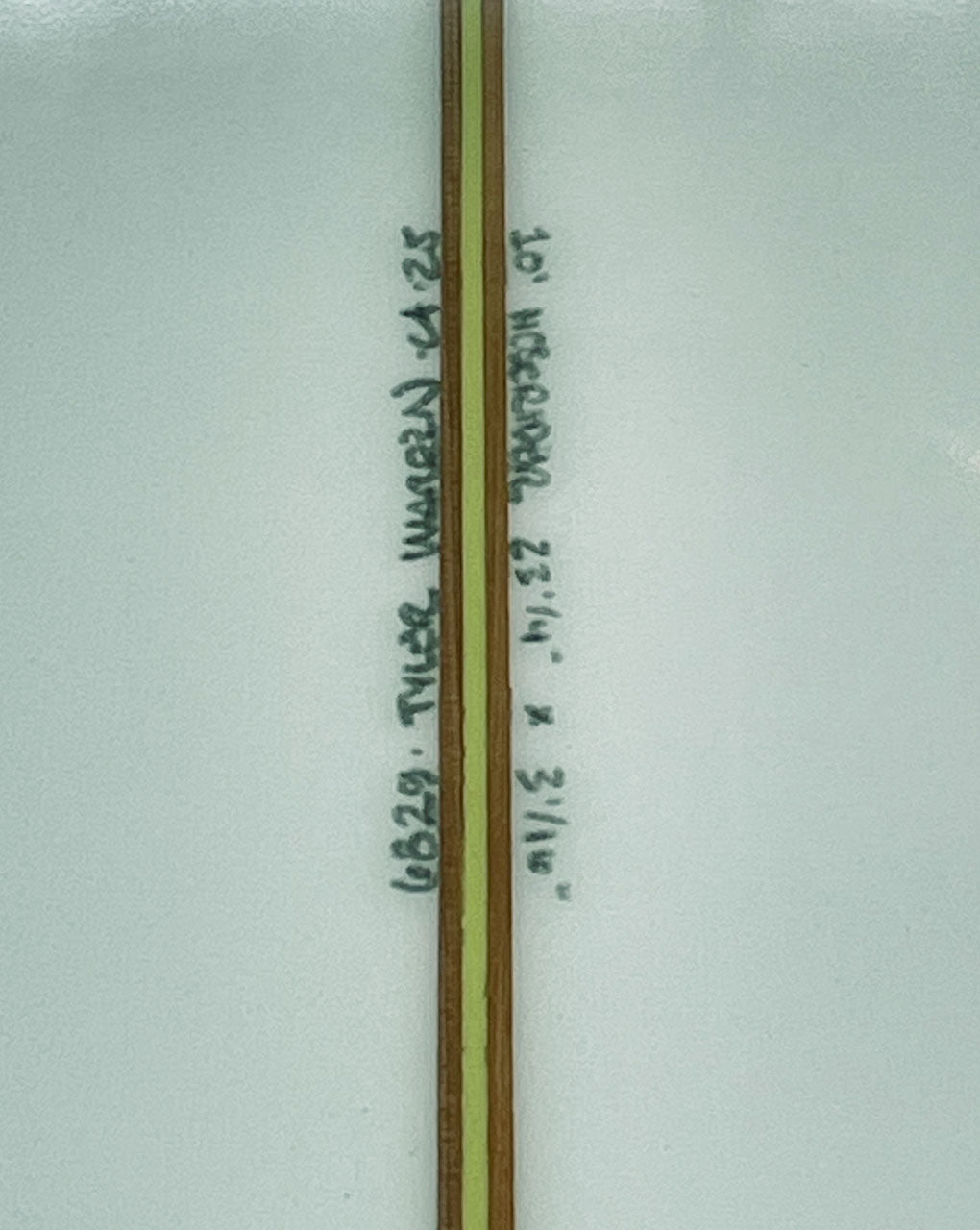 NOSERIDER - 10'0'' X 23 1/4 X 3 1/16, POLISH LIGHT ICEY GREEN with T-BAND STRINGER WITH YELLOW FOAM