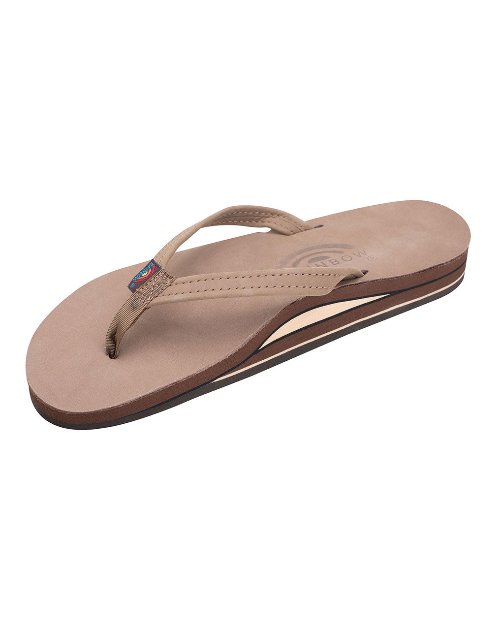 WOMEN'S PREMIER LEATHER NARROW STRAP DOUBLE LAYER SANDAL - DARK BROWN