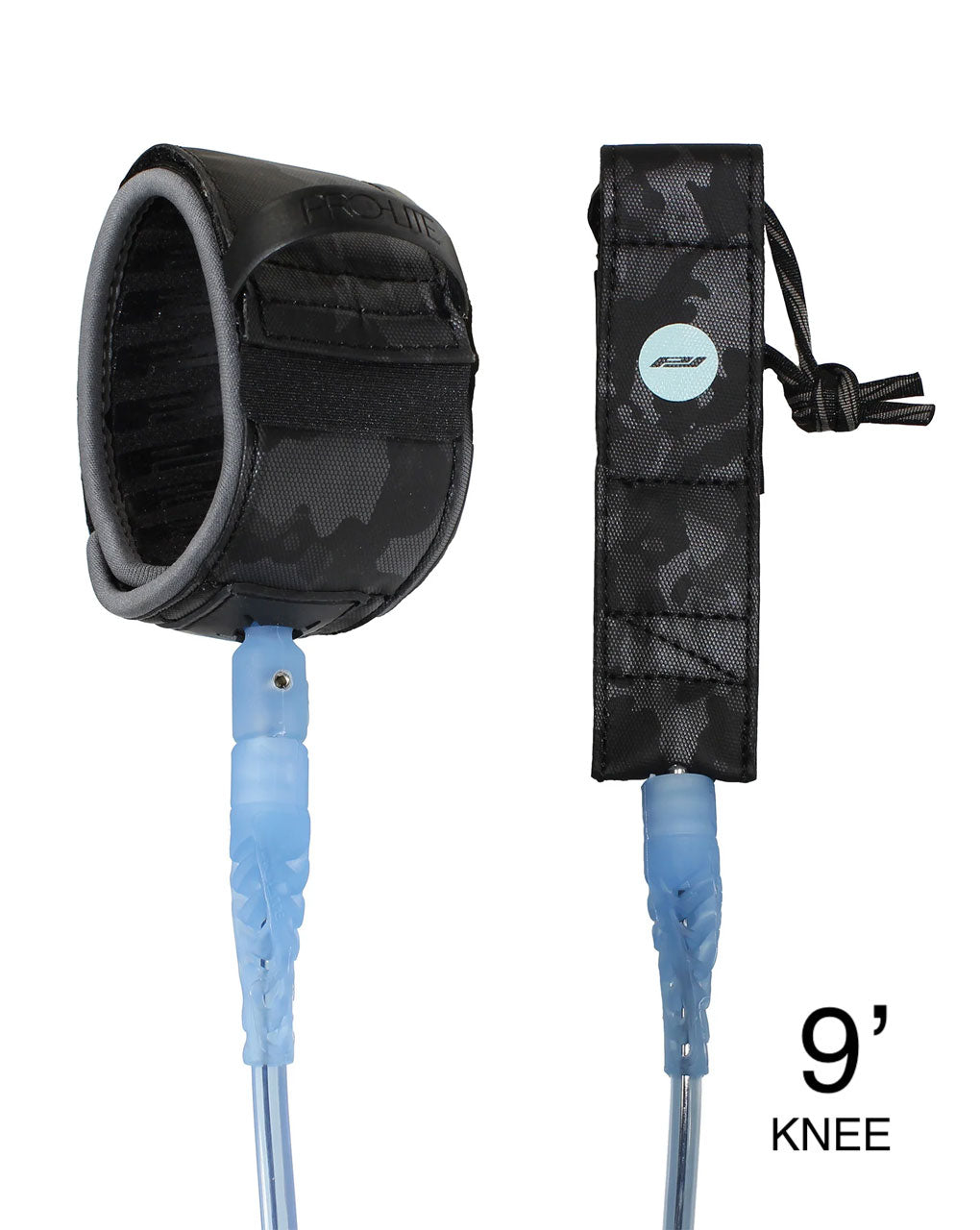 PRO LITE LEASH FREESURF KNEE 9'0" -  CLEAR LIGHT BLUE w/BLACK CORE