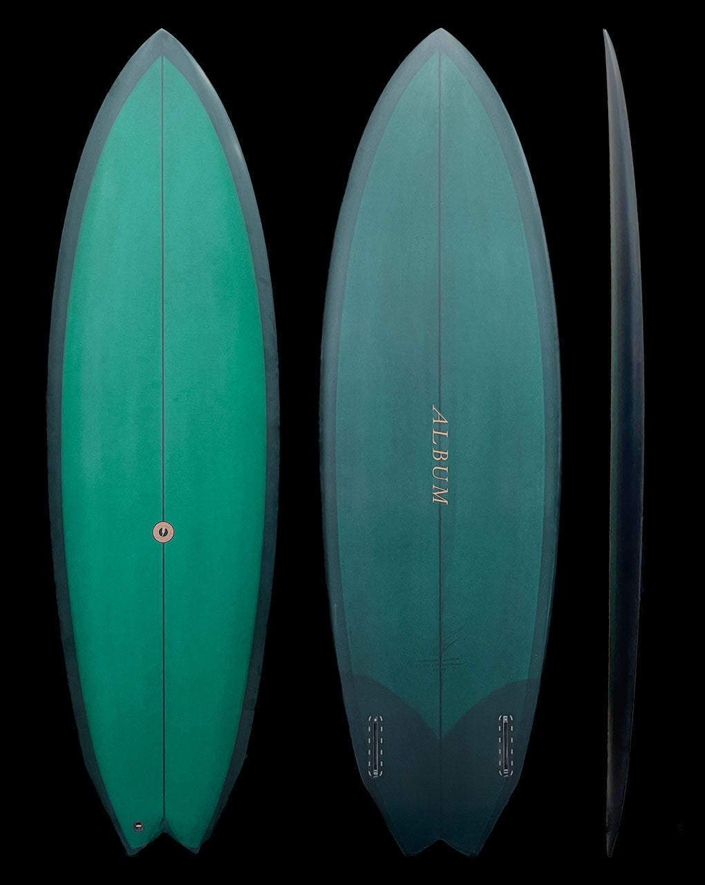 TWINSMAN - 5'7" X 19.63 X 2.35, 31L FUTURES DARK GREEN TINT