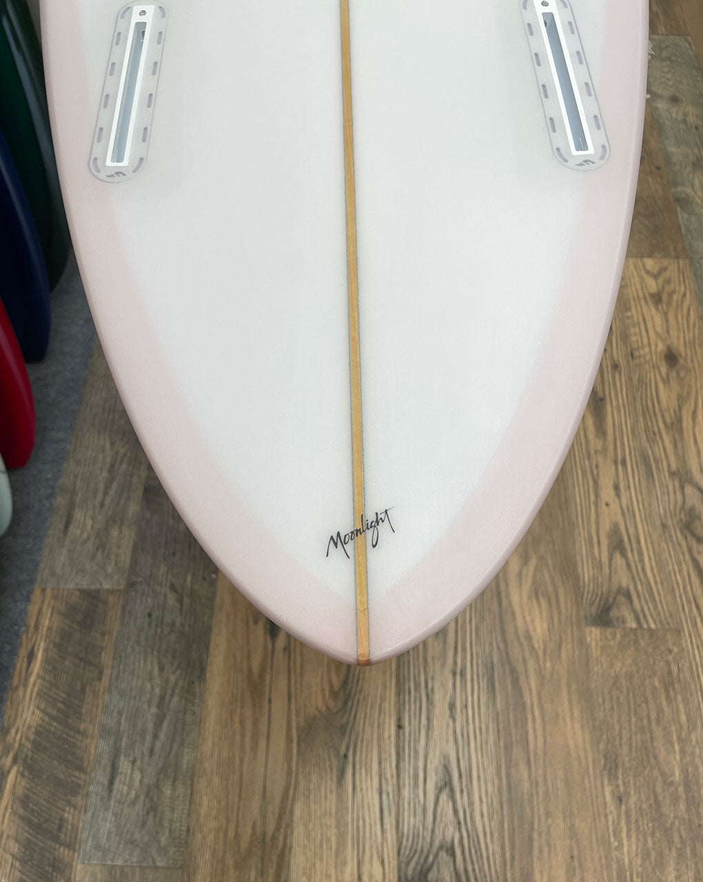 TERRAPIN TWIN - 6'08" X 20 1/2 X 2 5/8, FUTURES LIGHT PINK DECK to RAIL / CLEAR BOTTOM