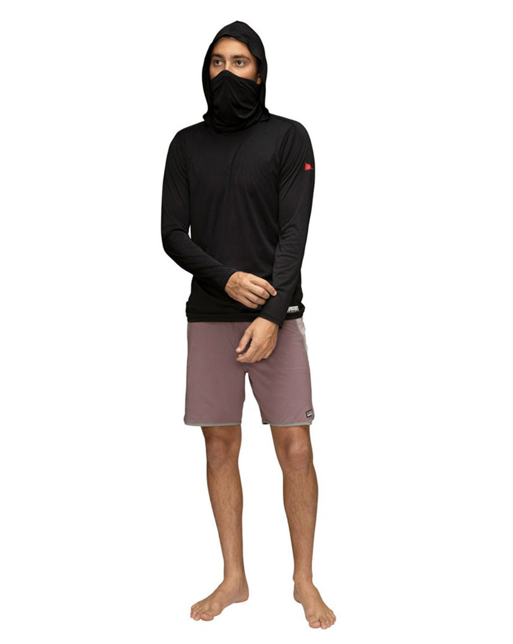 SUN PRO LONG SLEEVE HOODED UPF SHIRT - BLACK