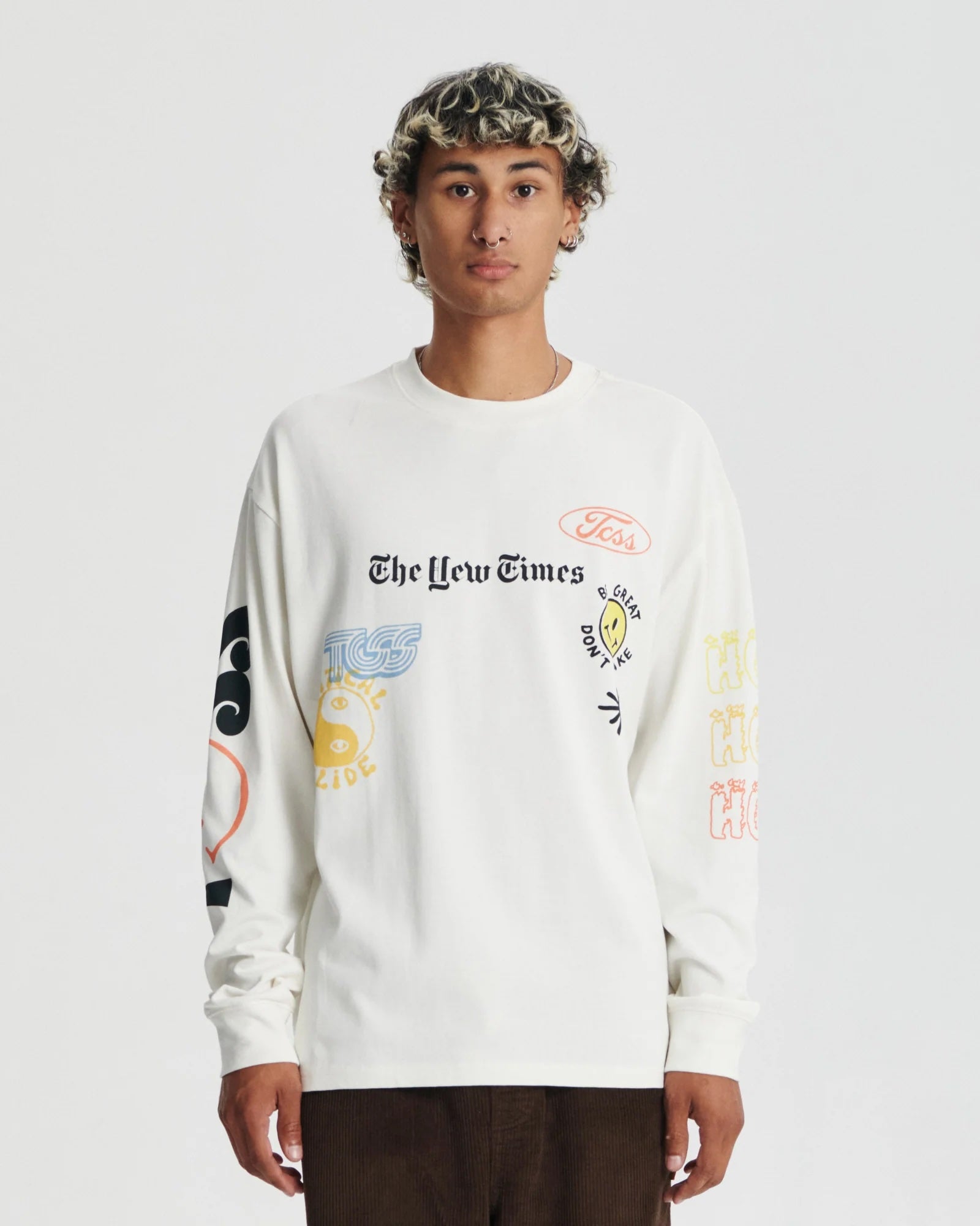 MIXED UP LS TEE - VINTAGE WHITE