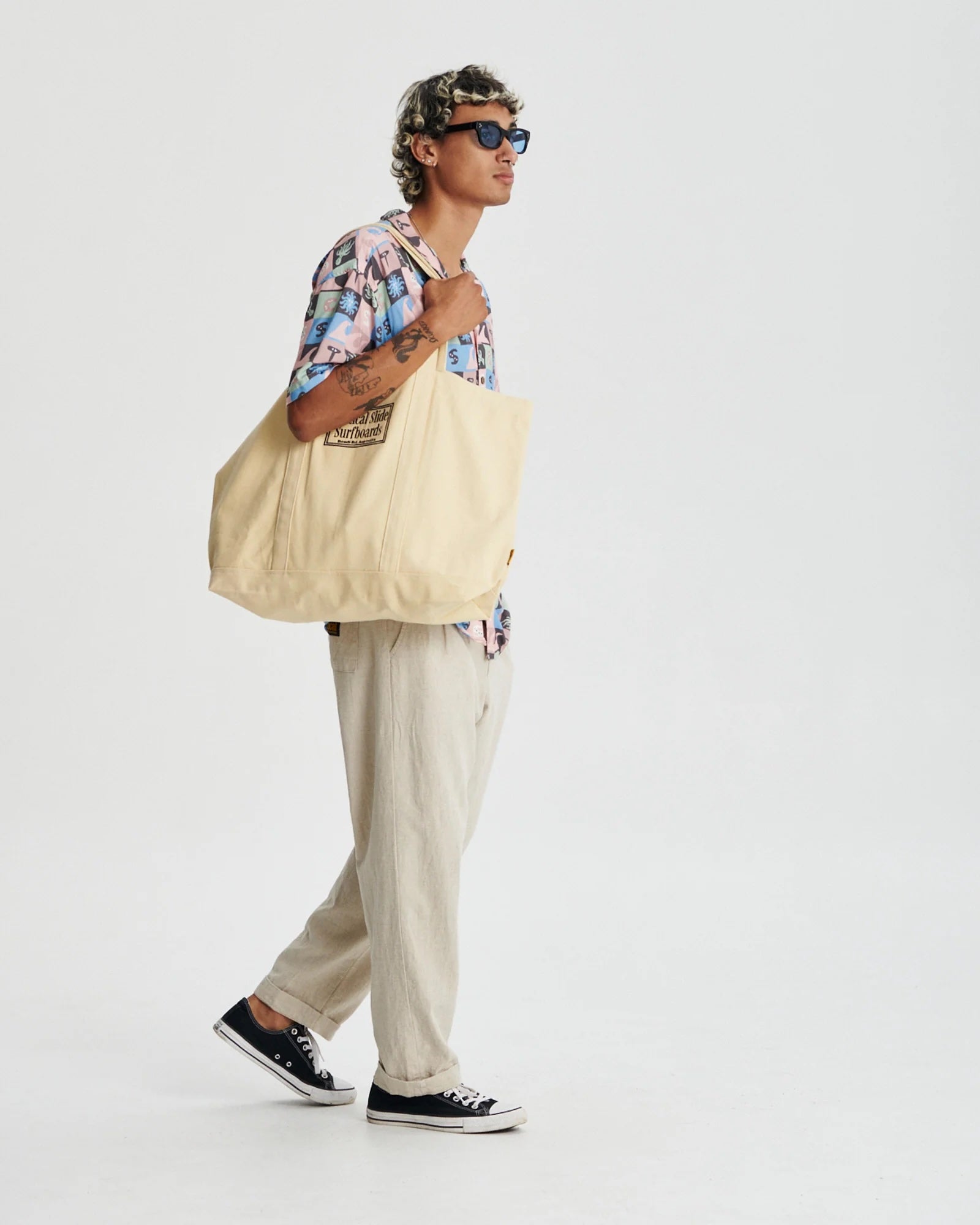 OFFSET BEACH BAG - ECRU