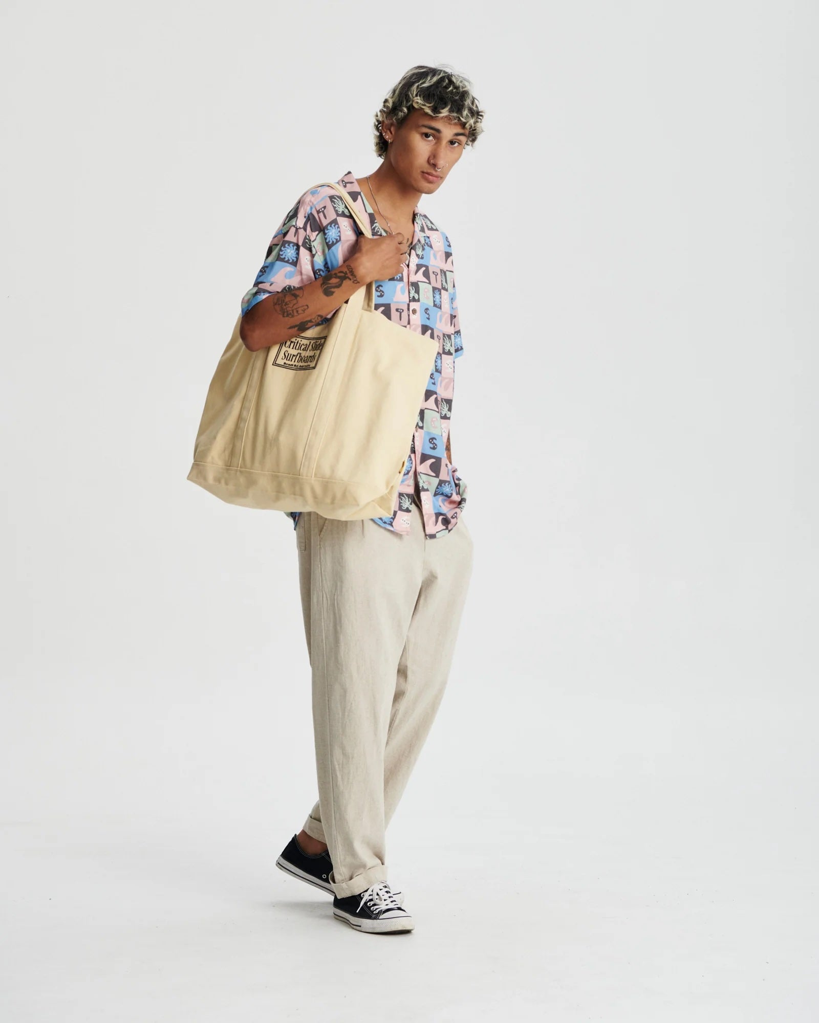 OFFSET BEACH BAG - ECRU