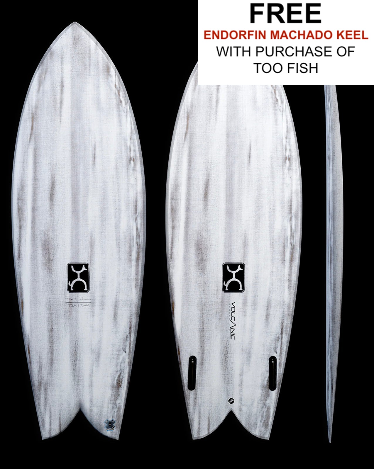 VOLCANIC TOO FISH - 5'08" X 21 9/16 X 2 9/16, 35.5L FUTURES