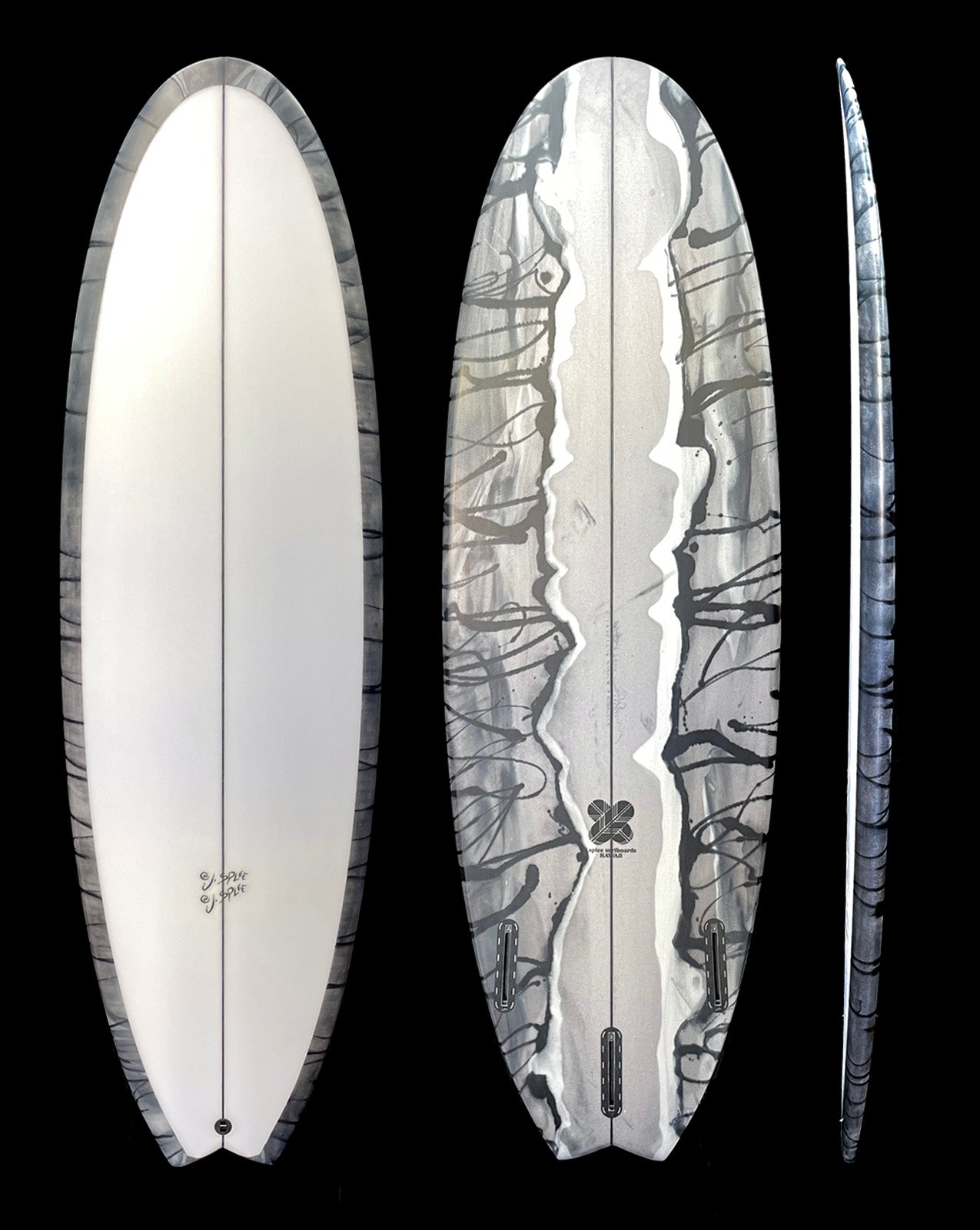 BASHER - 5'7" X20 X 2 1/2, 33L FUTURES GREY/BLACK ABSTRACT