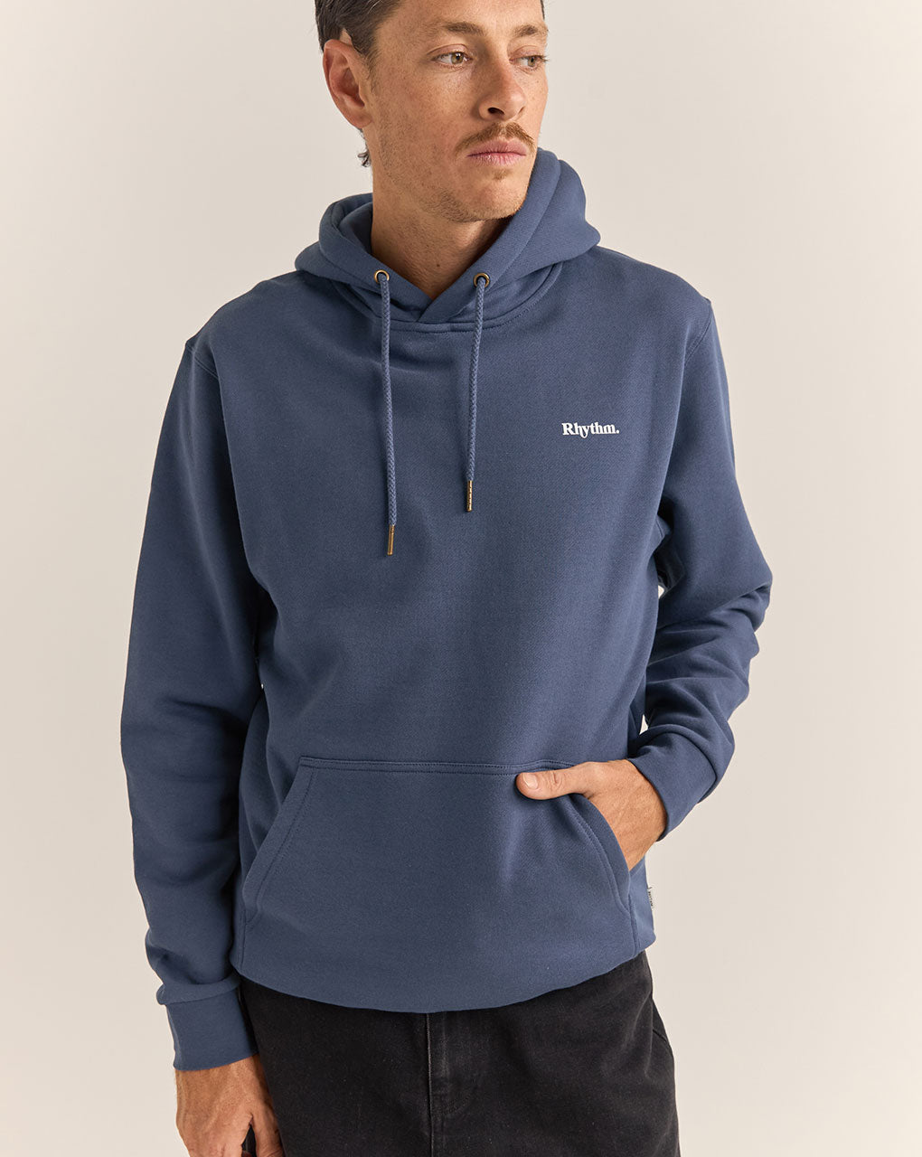 BRAND FLEECE HOOD - NAVY