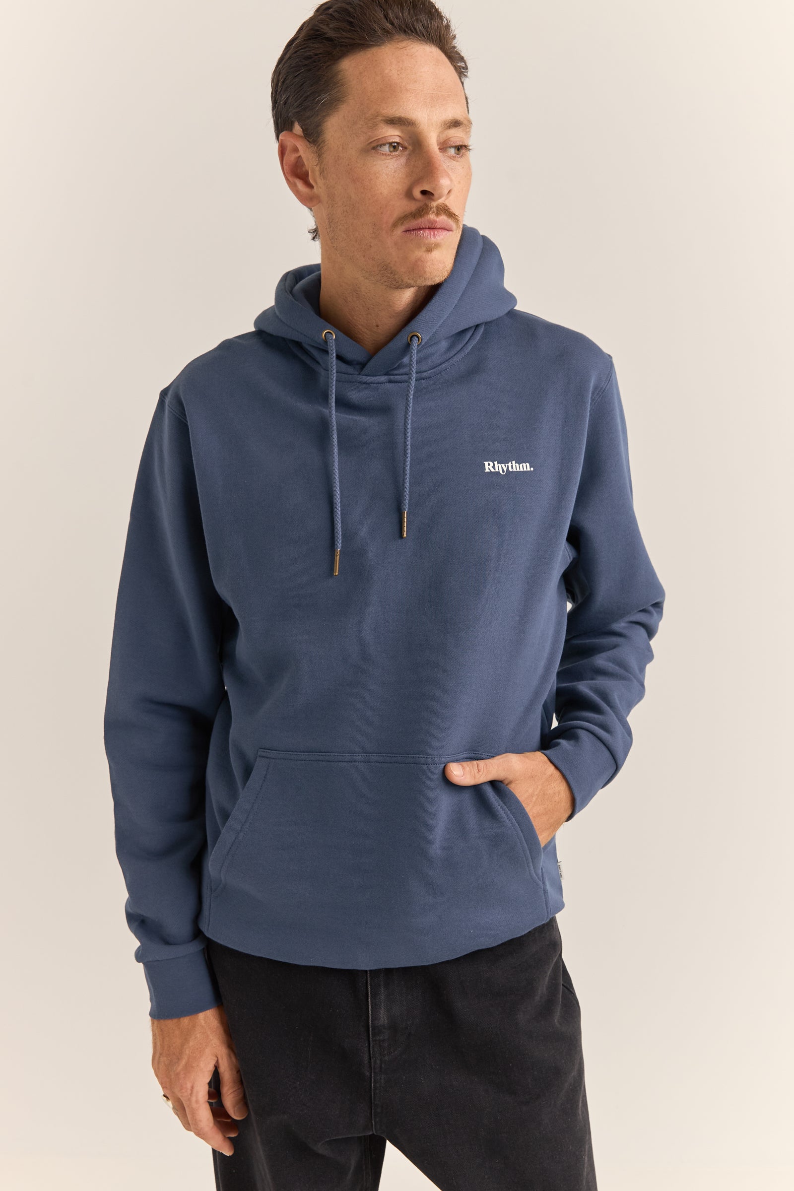 BRAND FLEECE HOOD - NAVY