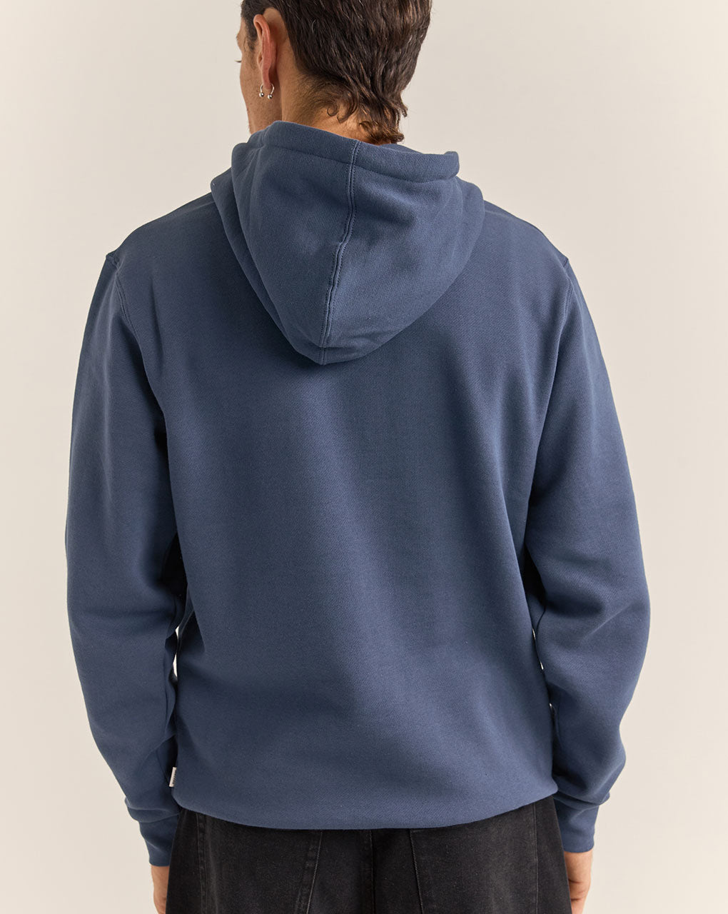 BRAND FLEECE HOOD - NAVY
