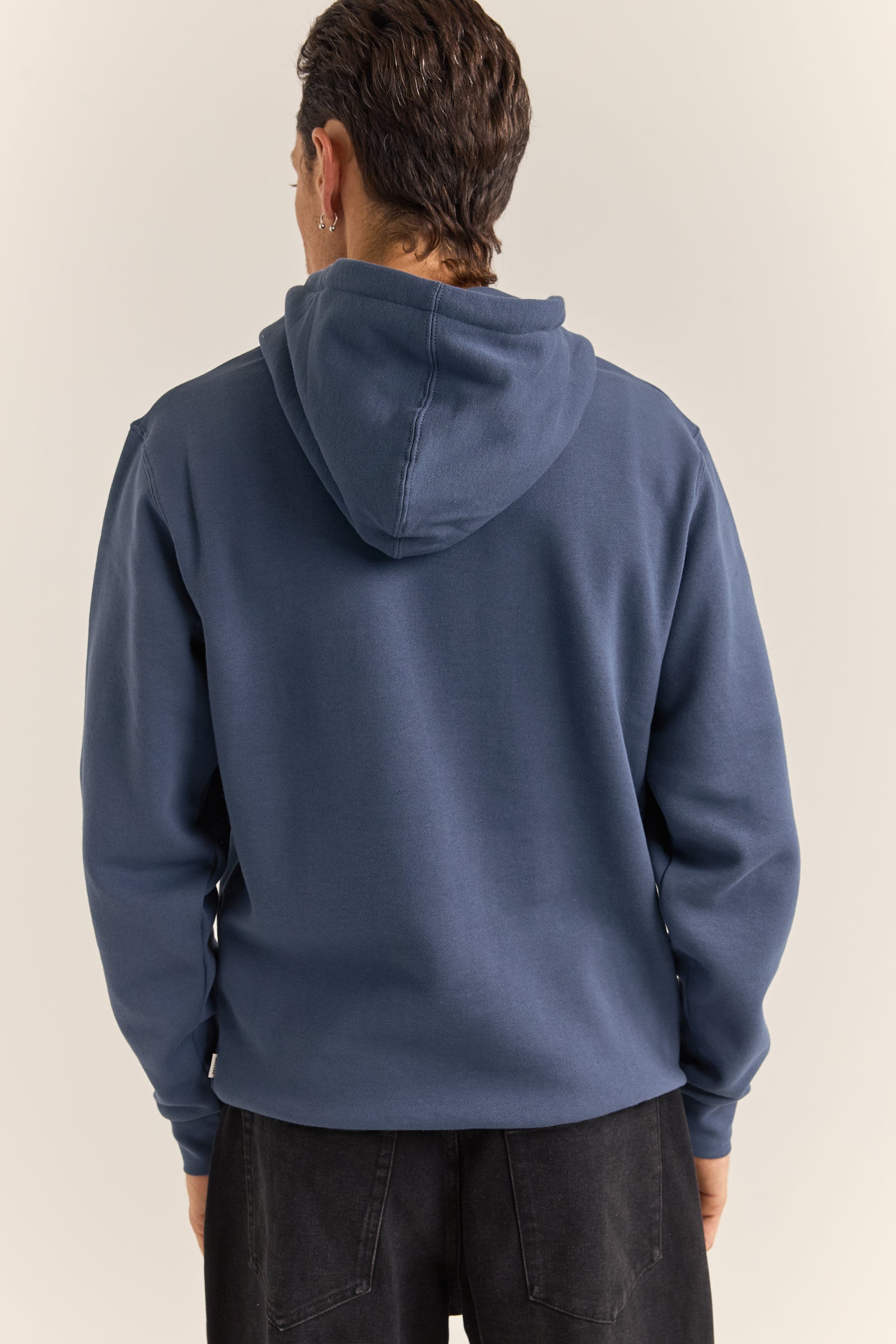 BRAND FLEECE HOOD - NAVY