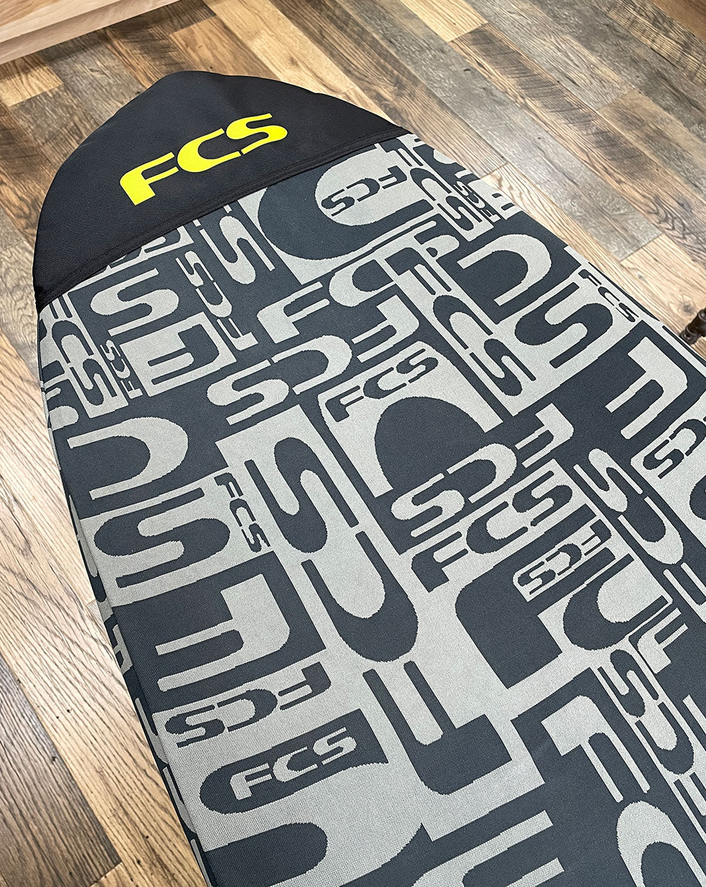 FCS STRETCH LONG BOARD COVER - MONOGRAM COAL/ LIME