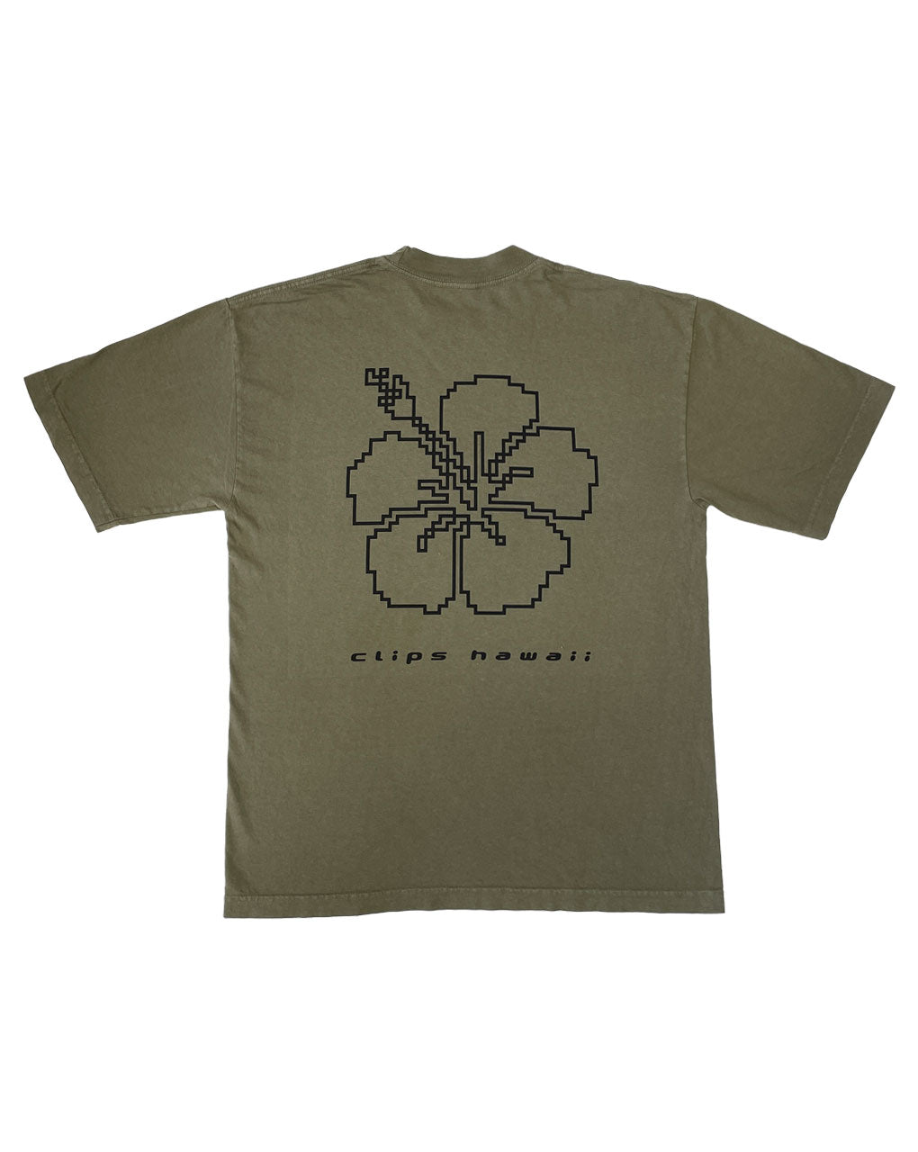 HIBISCUS OUTLINE TEE - OLIVE