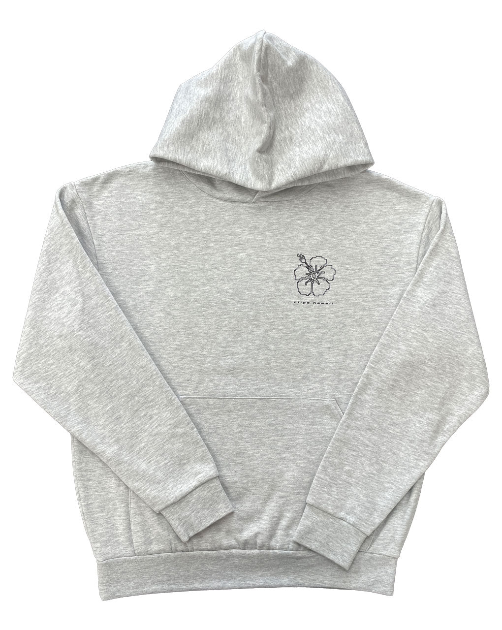 HIBISCUS OUTLINE HOODIE - HEATHER GREY
