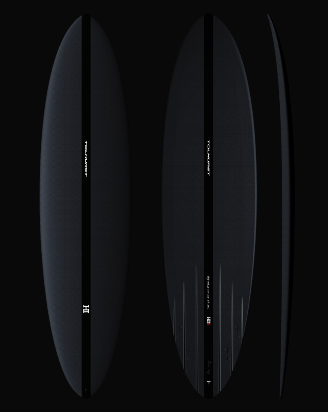 THUNDERBOLT BLACK MID 6 MINI - 6'08" X 20 1/4 X 2 11/16, 39L FCS2 CARBON