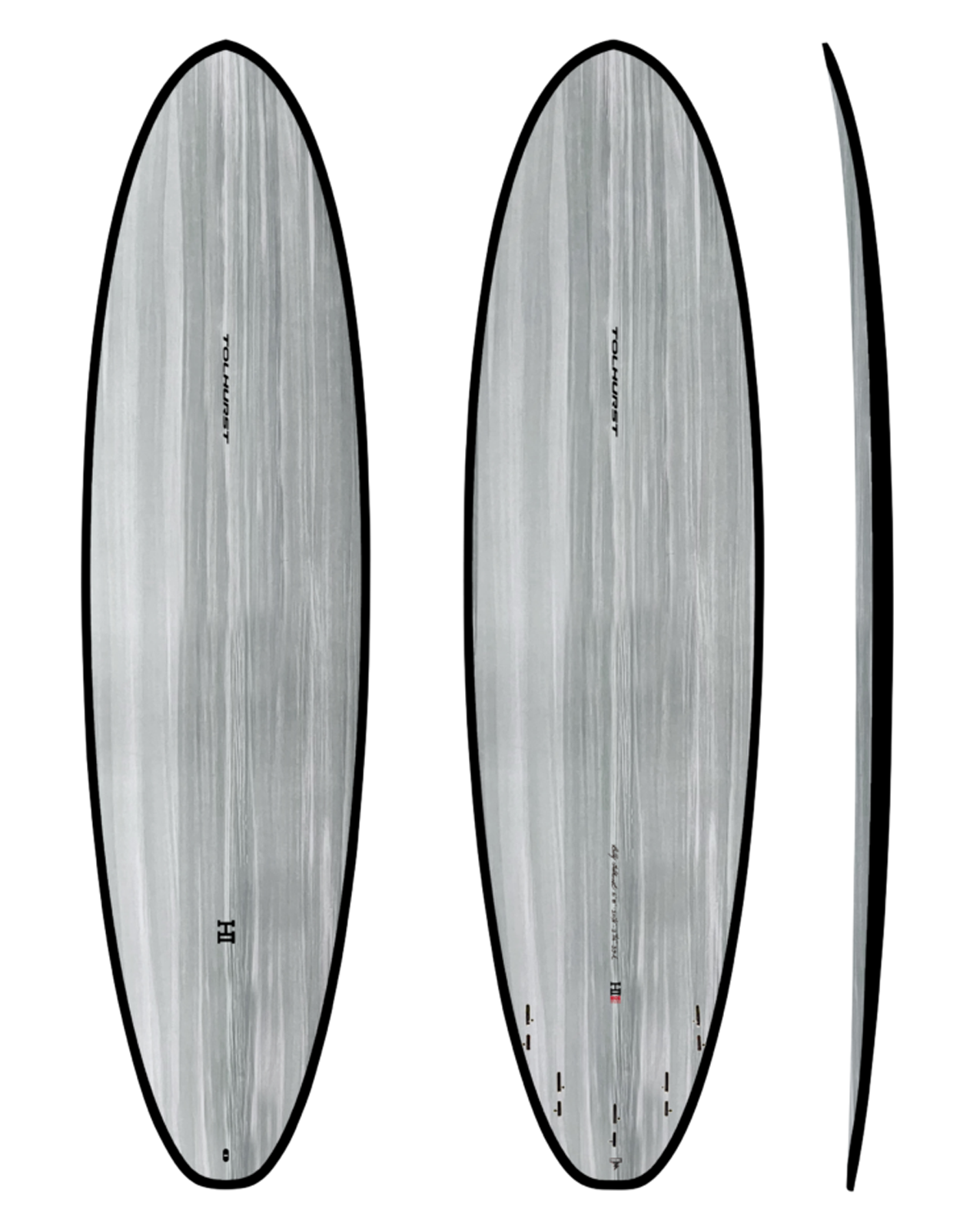 THUNDERBOLT BLACK MOE MINI - 6'06" 21 1/2 X 2 5/8, 41L FCS2 GREY/ CARBON RAIL