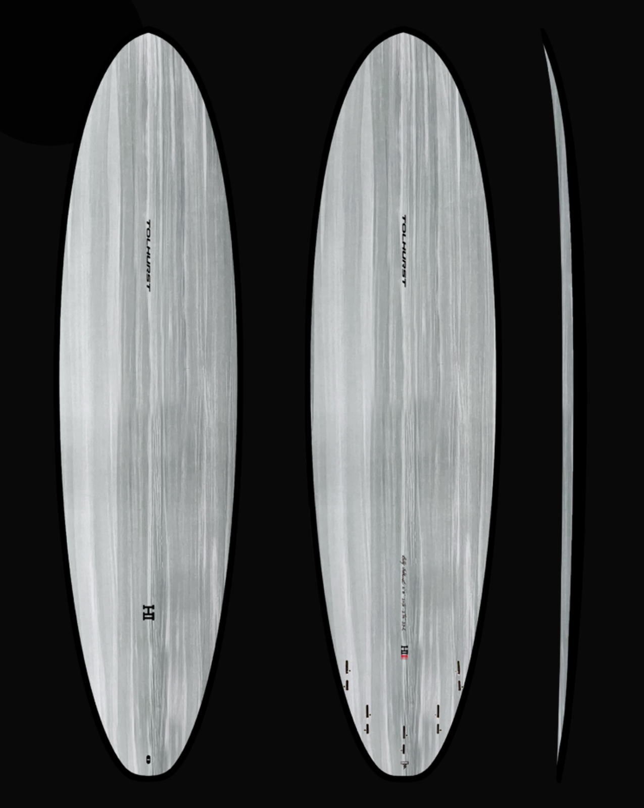 THUNDERBOLT BLACK MOE MINI - 6'06" 21 1/2 X 2 5/8, 41L FCS2 GREY/ CARBON RAIL