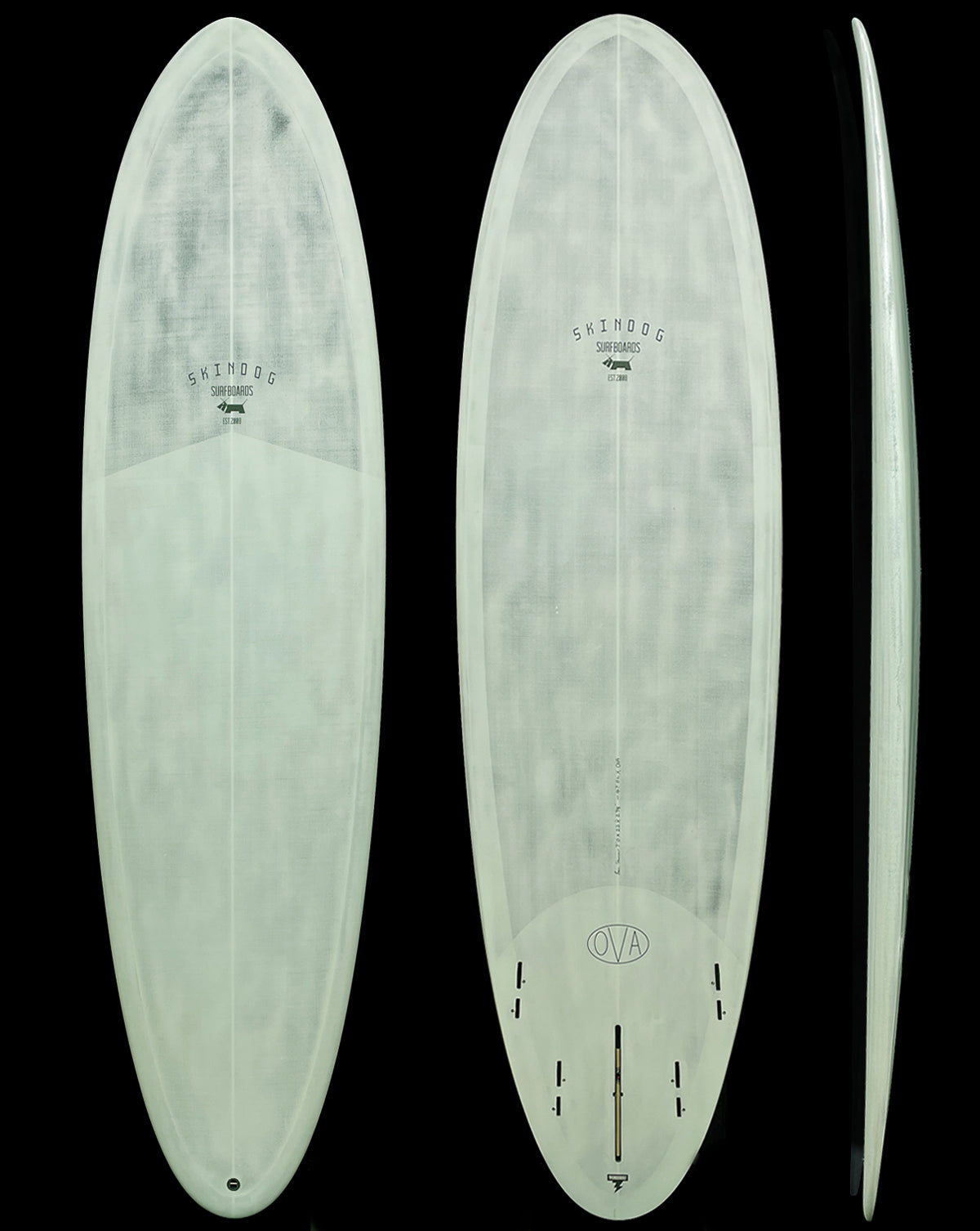 THUNDERBOLT BLACK OVA - 7'00" X 22 X 2 7/8, 47L FCS2 4+1 SEA FOAM CARBON