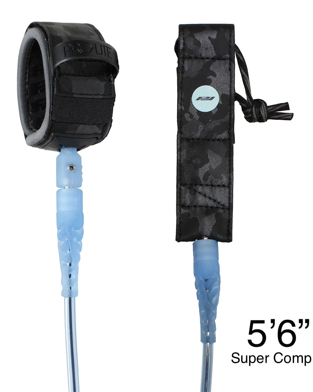 PRO LITE LEASH SUPER COMP 5.5' (5'6") - CLEAR LIGHT BLUE w/BLACK CORE