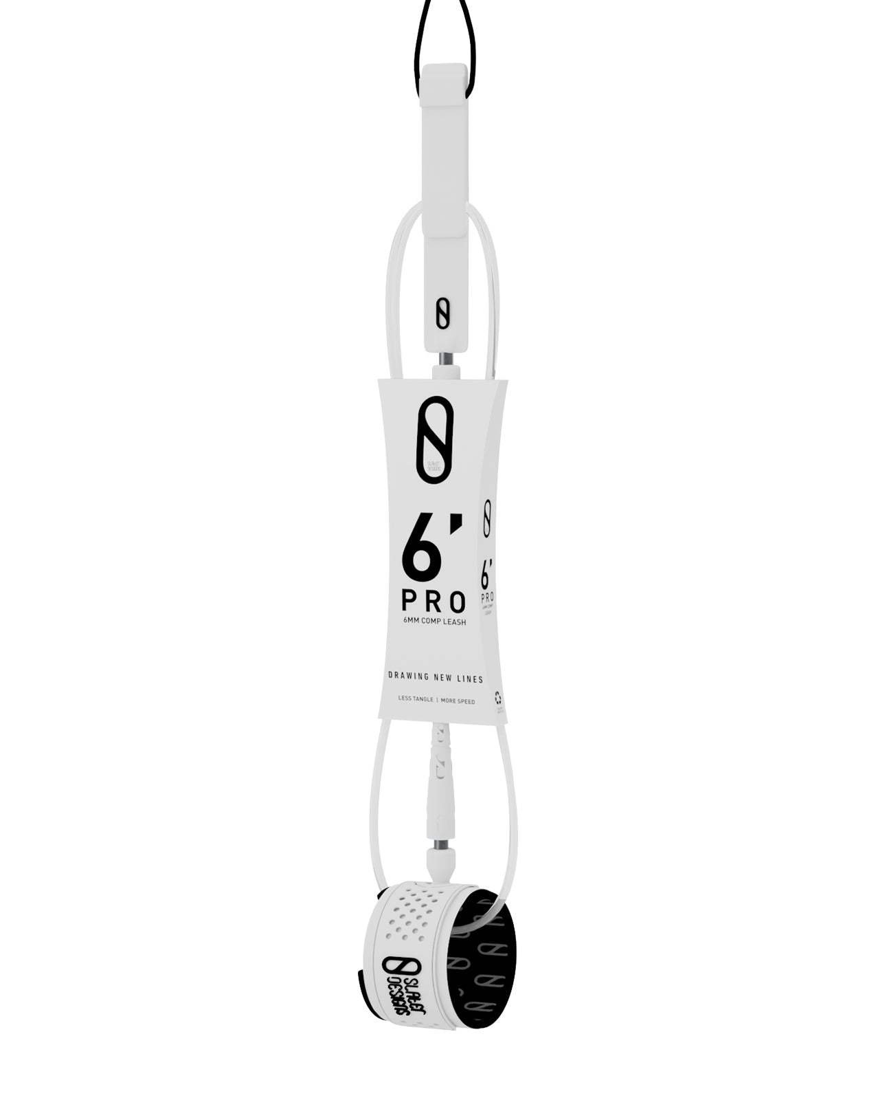 SLATER DESIGNS 6mm COMP LEASH 6' - CLEAR / WHITE CORE