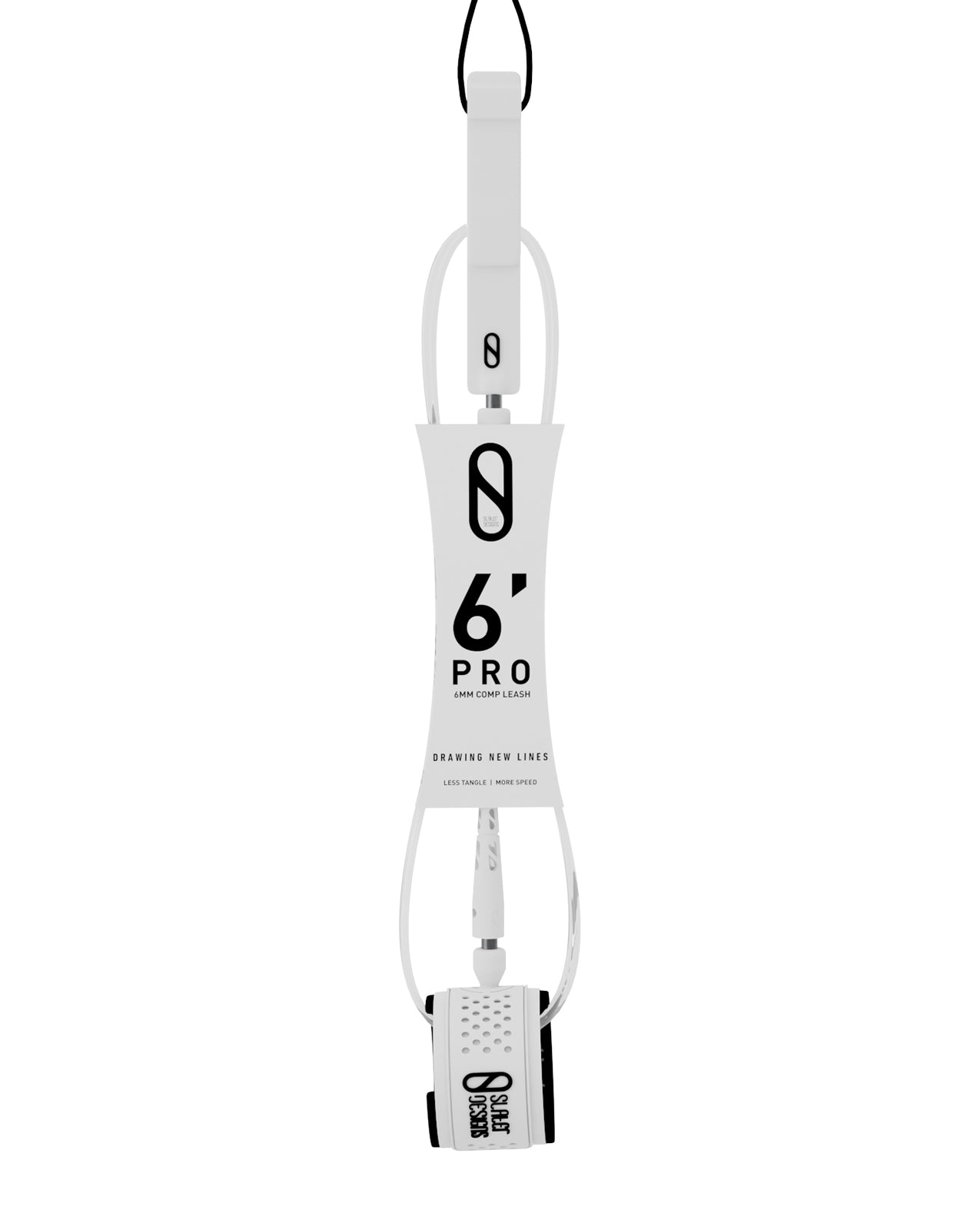 SLATER DESIGNS 6mm COMP LEASH 6' - CLEAR / WHITE CORE