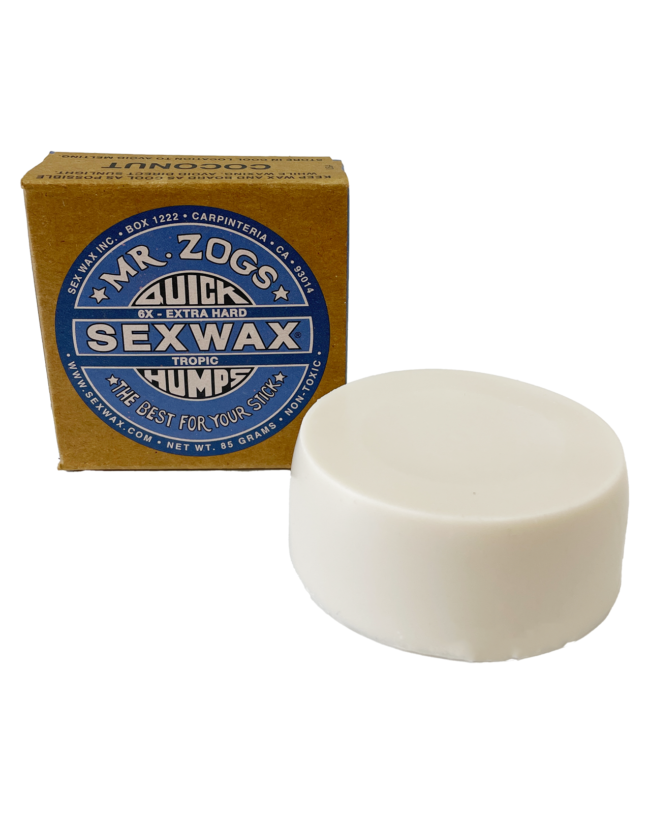 SEXWAX QUICK HUMPS SURF WAX in ECO BOX - TROPICAL/BASECOAT