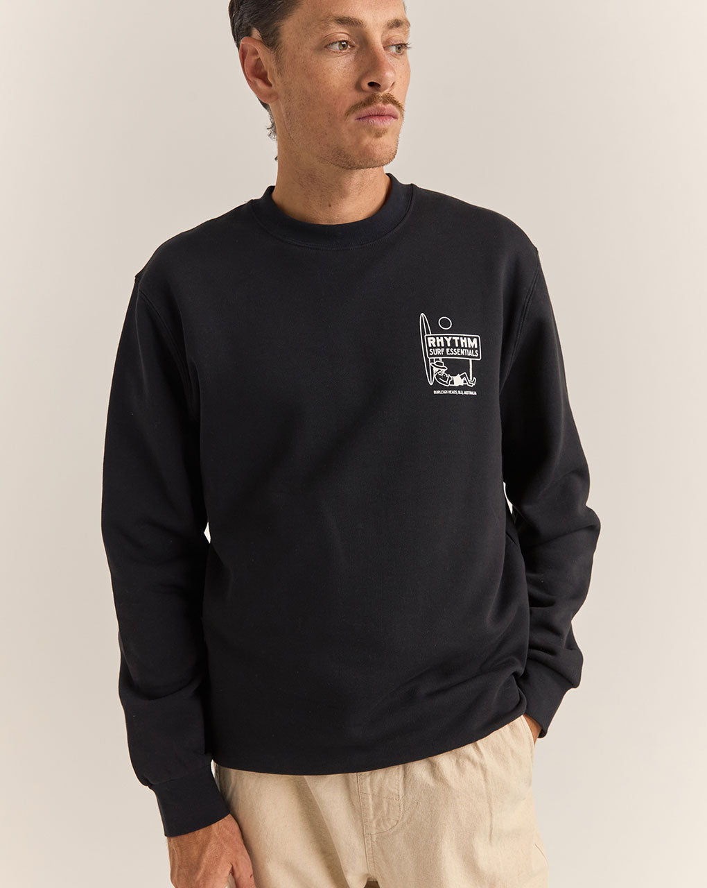 SIESTA FLEECE CREW - BLACK