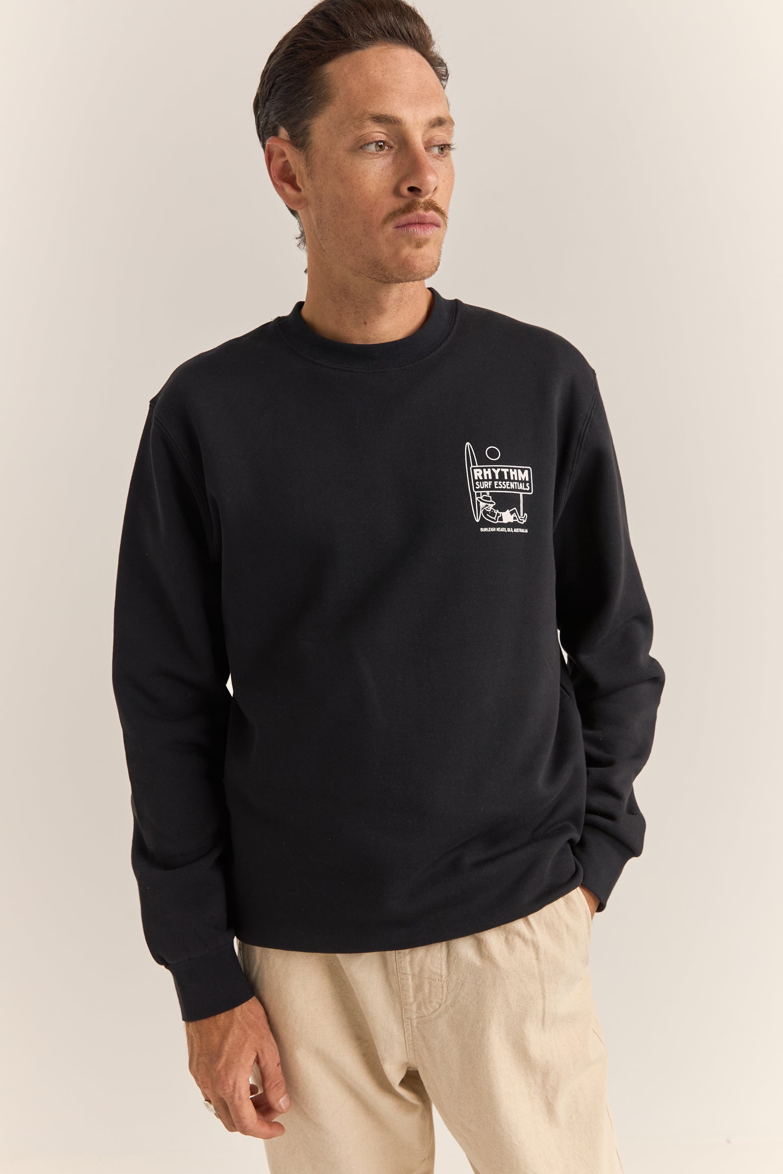 SIESTA FLEECE CREW - BLACK