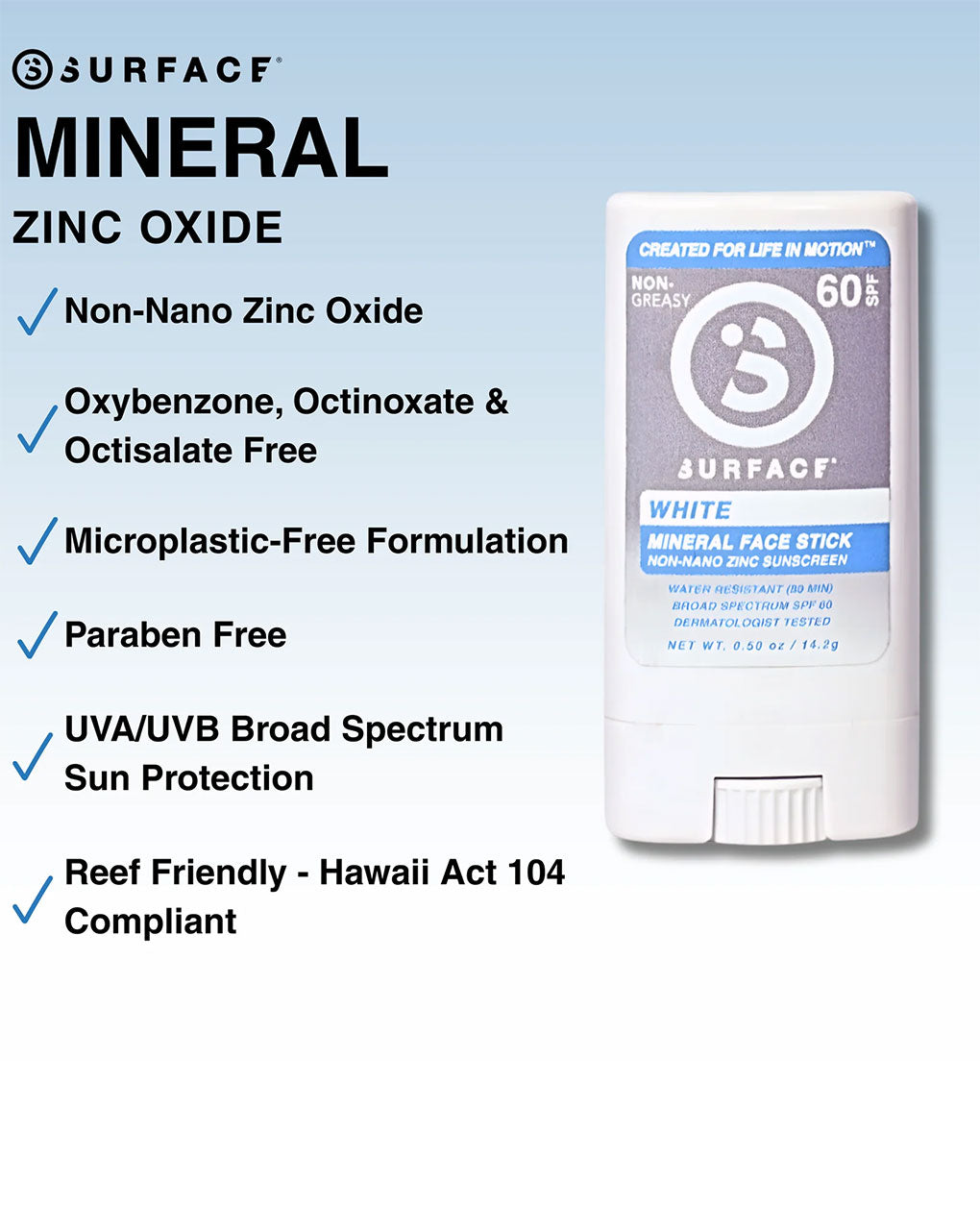 SURFACE SPF60 MINERAL FACE STICK 0.5oz - TINTED