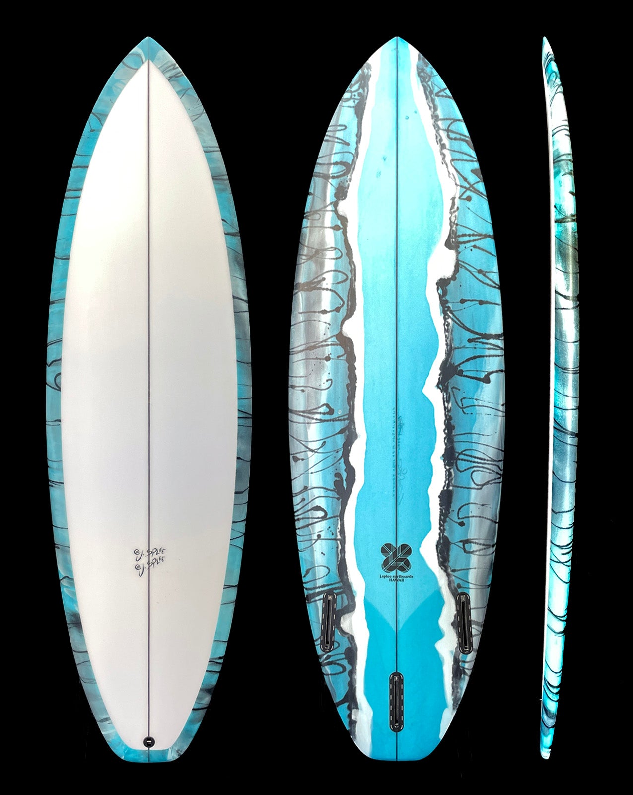 TANTO - 5'7" X 19 1/2 X 2 9/16, 32.3L FUTURES BLUE/BLACK ABSTRACT