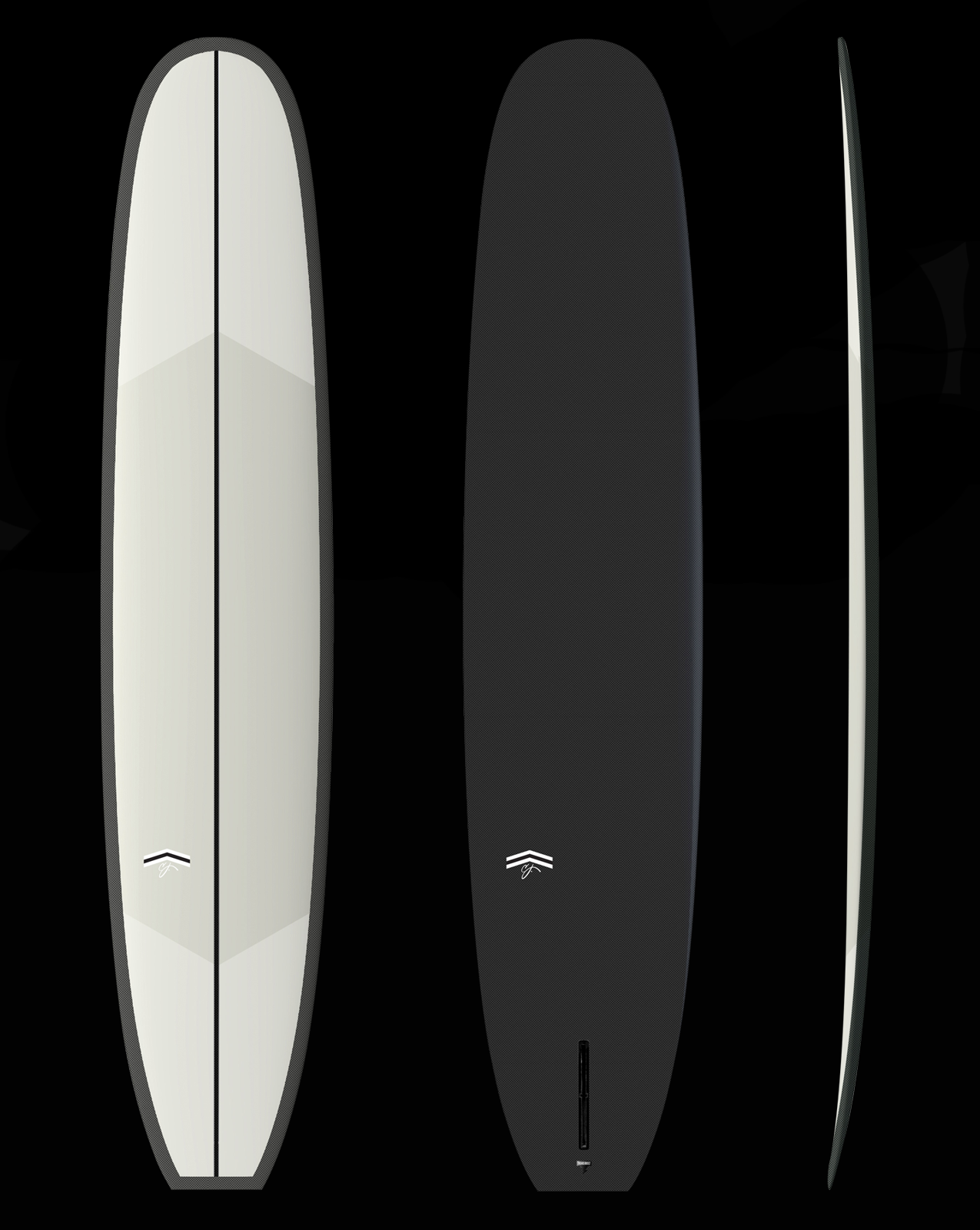 THUNDERBOLT BLACK SPROUT 2.0 - 9'06" X 23 1/2 X 3 3/16, 76.17L GRAY DECK / CARBON RAIL&amp;BOTTOM 