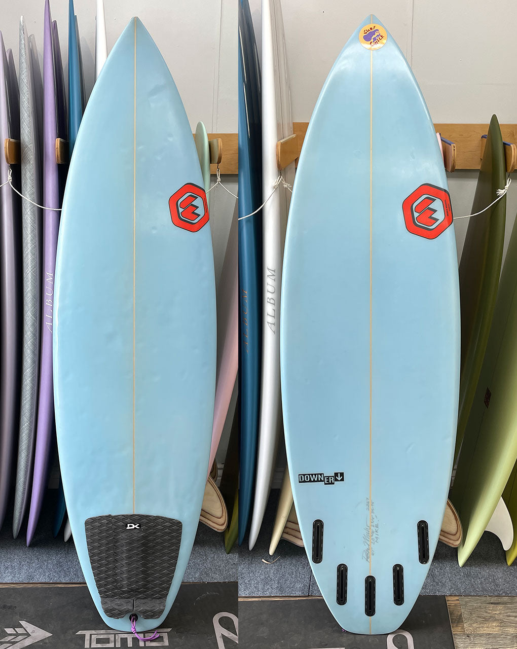 USED MEEKS SURFBOARDS DOWNER - 6'1" X 20 3/8 X 2 3/4, 35.95 FUTURES with FINS