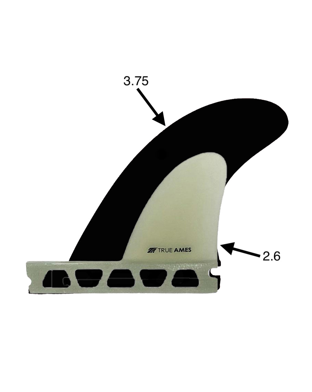 TRUE AMES SIDE BITE 2.6" FUTURES - CLEAR SOLID FIBER GLASS